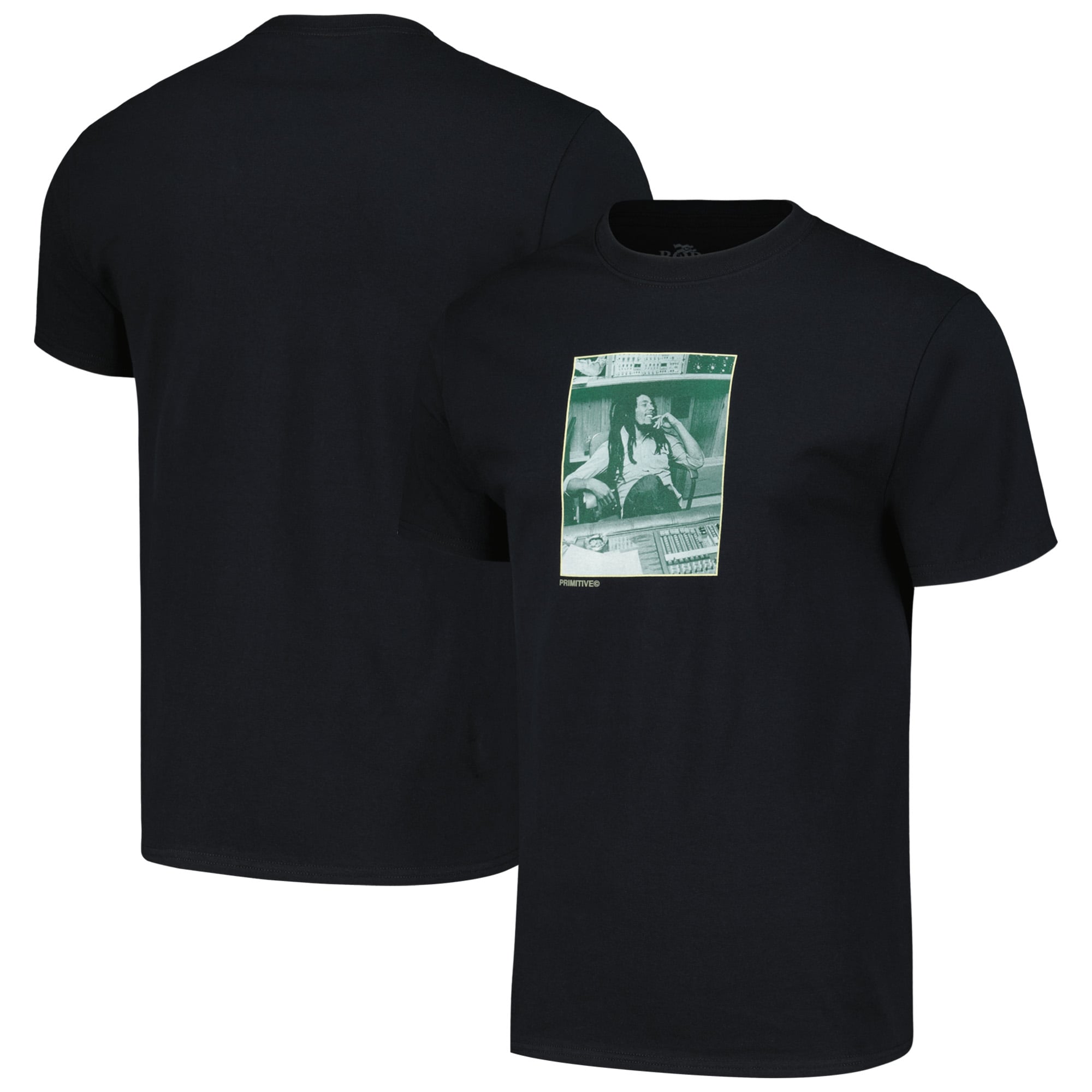 Unisex Primitive Apparel Black Bob Marley Console Small Portrait Graphic T-Shirt