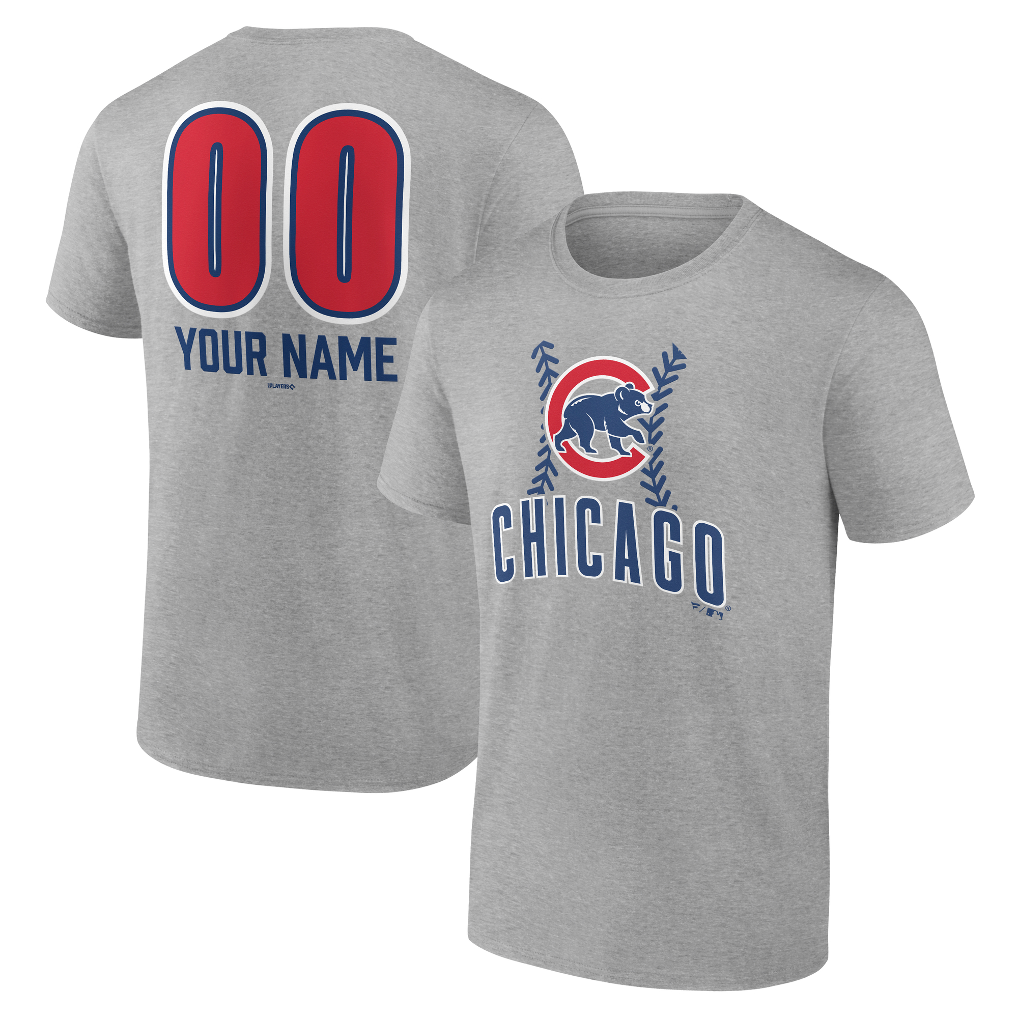 Men’s Heather Gray Chicago Cubs Personalized Name & Number Fastball T-Shirt Men’s Heather Gray Chicago Cubs Personalized Name & Number Fastball T-Shirt