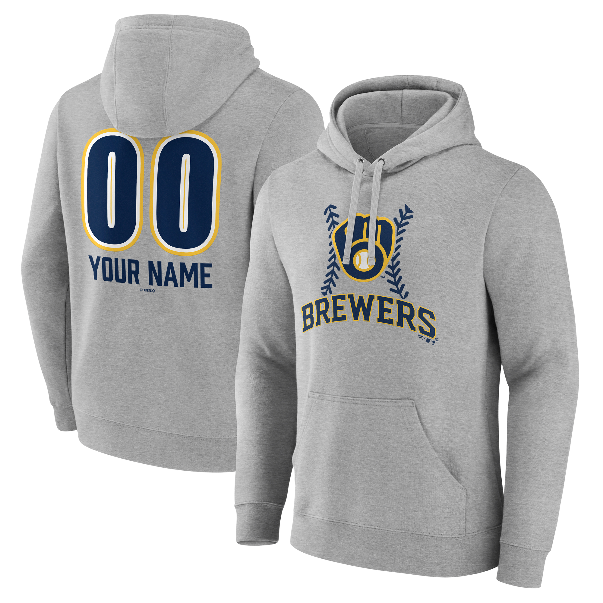 Men’s Gray Milwaukee Brewers Personalized Name & Number Fastball Pullover Hoodie Men’s Gray Milwaukee Brewers Personalized Name & Number Fastball Pullover Hoodie
