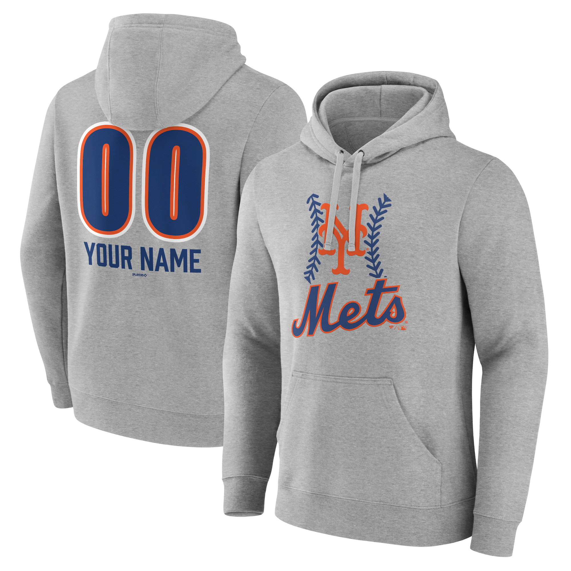 Men’s Gray New York Mets Personalized Name & Number Fastball Pullover Hoodie Men’s Gray New York Mets Personalized Name & Number Fastball Pullover Hoodie