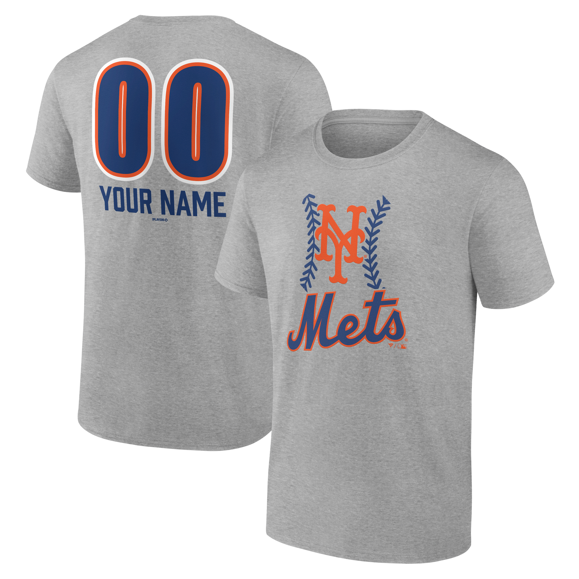 Men’s Heather Gray New York Mets Personalized Name & Number Fastball T-Shirt Men’s Heather Gray New York Mets Personalized Name & Number Fastball T-Shirt