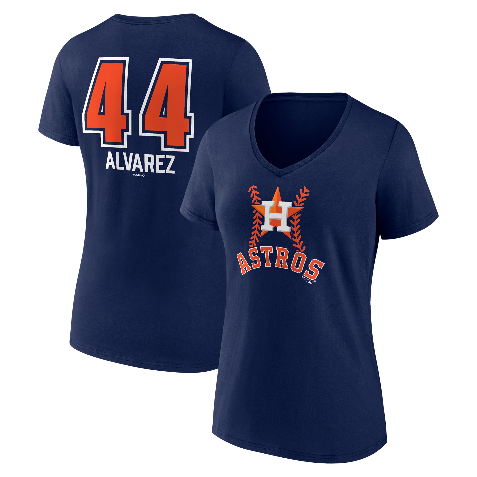 Women's Yordan Alvarez Navy Houston Astros Fastball Player Name & Number V-Neck T-Shirt