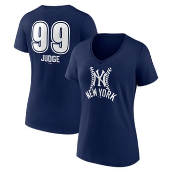 Women's Aaron Judge Navy New York Yankees Fastball Player Name & Number V-Neck T-Shirt