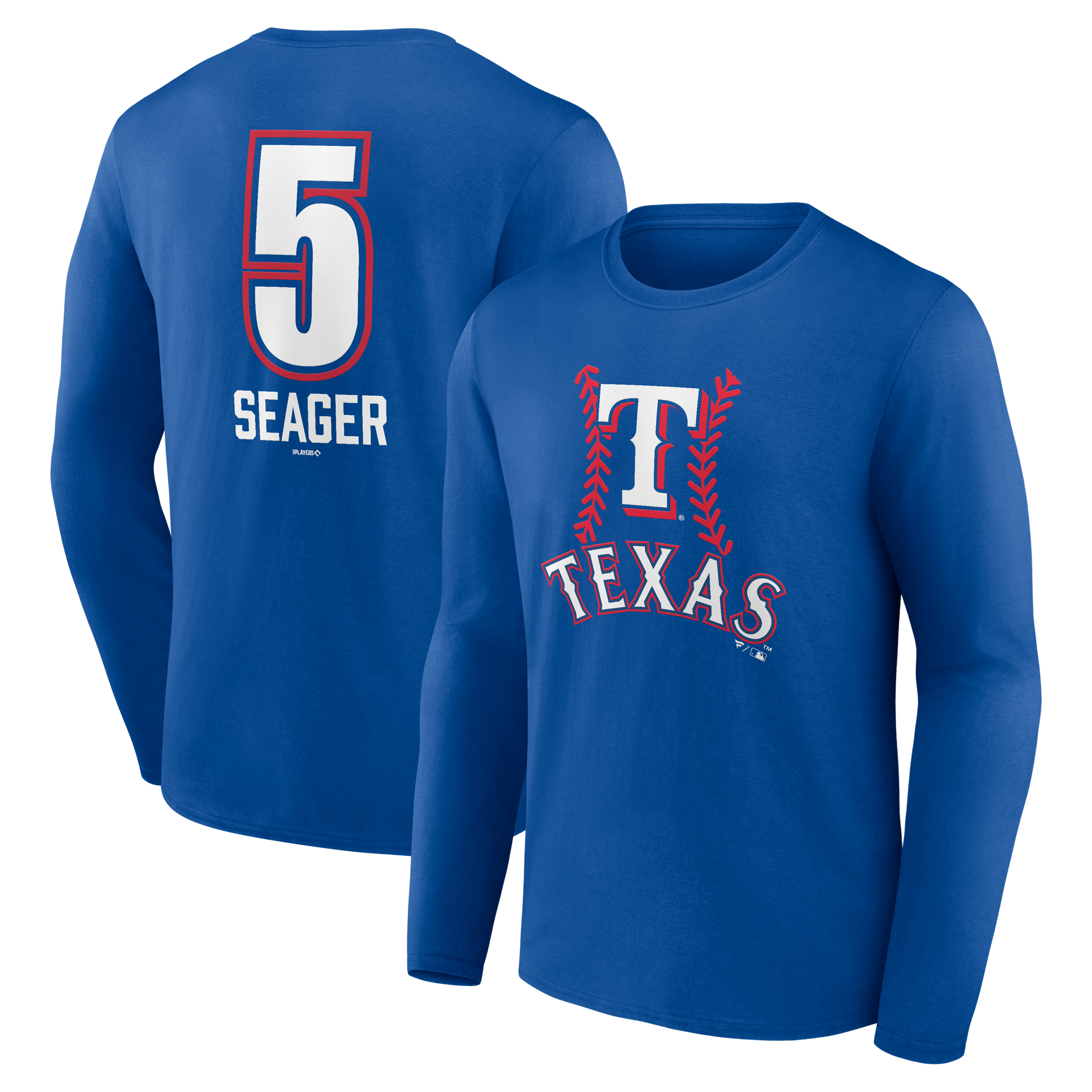 Men's Corey Seager Royal Texas Rangers Fastball Player Name & Number Long Sleeve T-Shirt