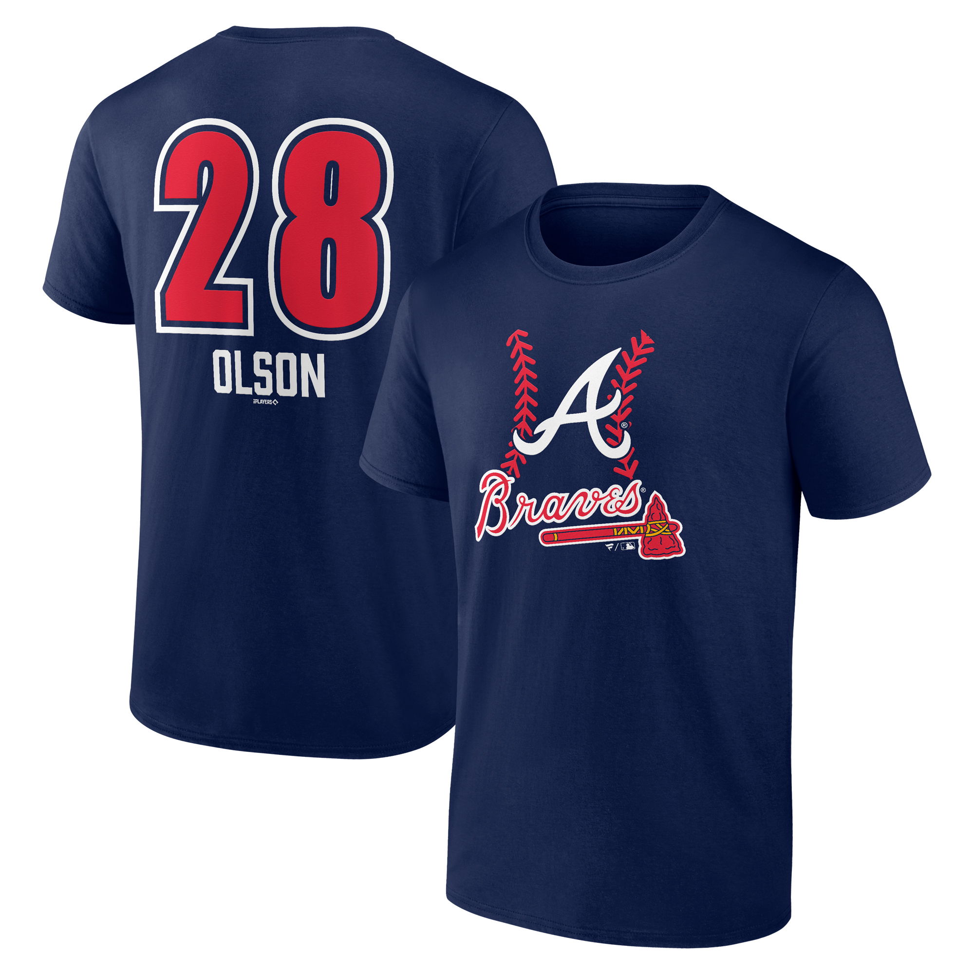 Men's Matt Olson Navy Atlanta Braves Fastball Player Name & Number T-Shirt