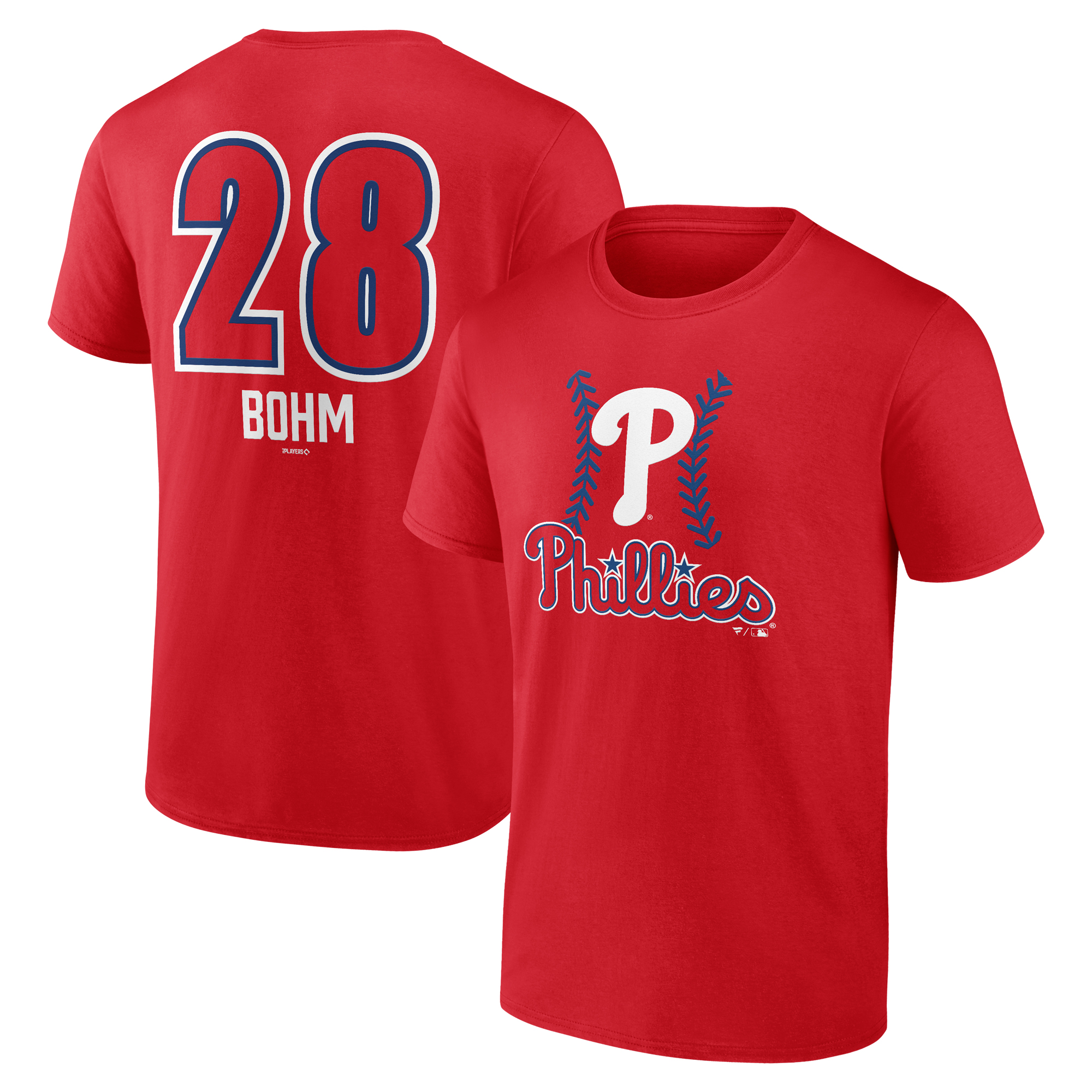 Men's Alec Bohm Red Philadelphia Phillies Fastball Player Name & Number T-Shirt
