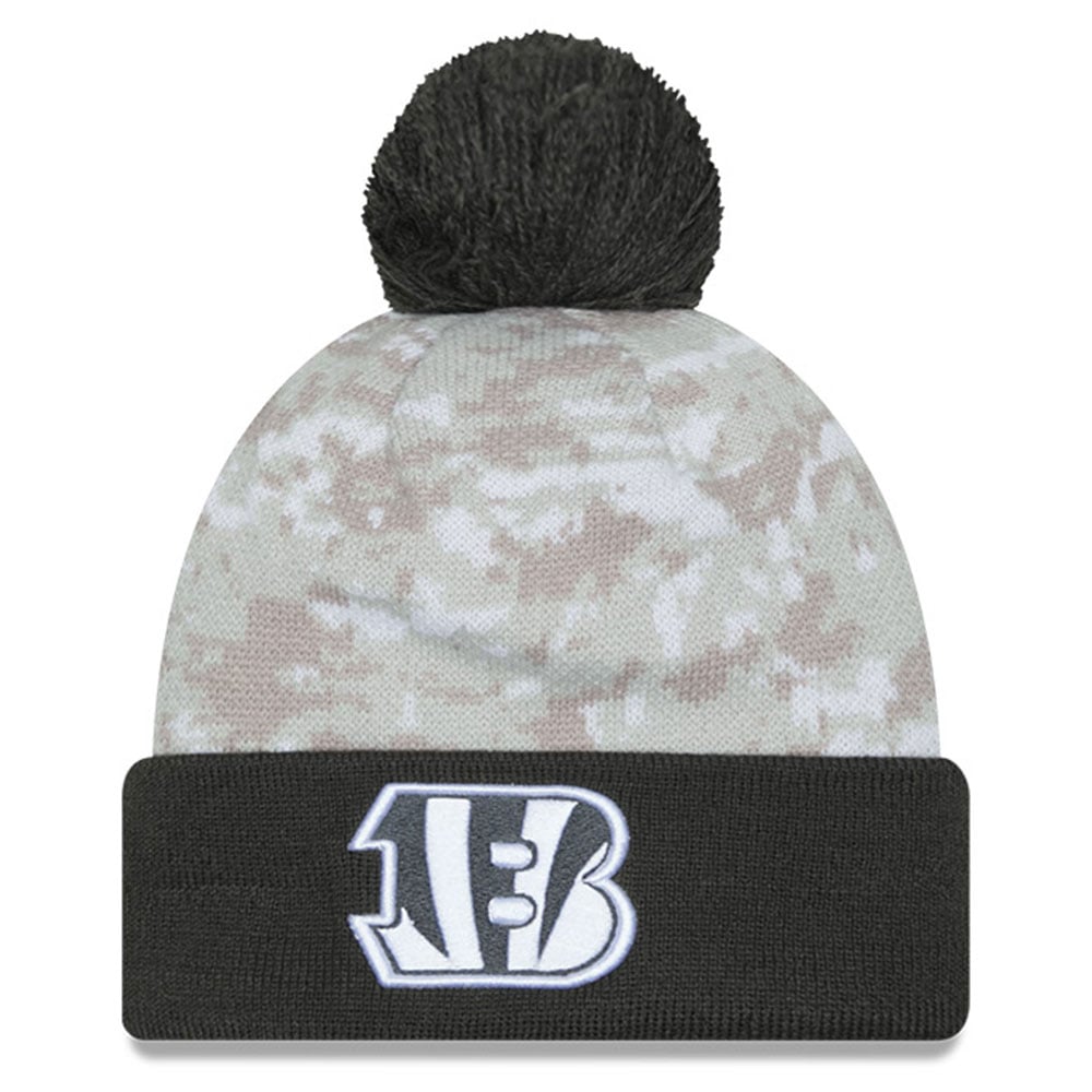 Youth New Era White/Graphite Cincinnati Bengals 2024 Salute To Service Cuffed Pom Knit Hat Youth New Era White/Graphite Cincinnati Bengals 2024 Salute To Service Cuffed Pom Knit Hat