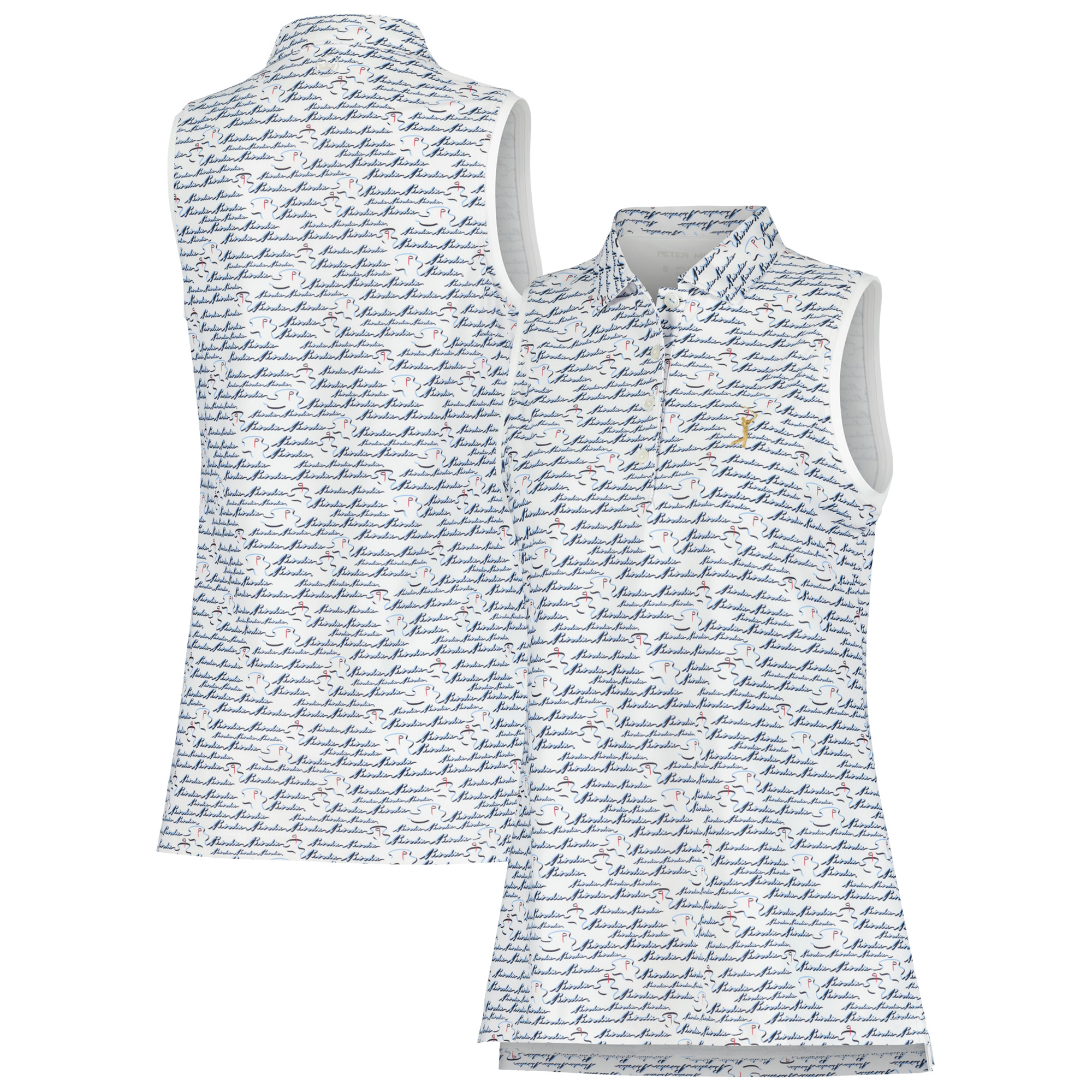 Women’s Peter Millar White THE PLAYERS Banded Sport Mesh Birdie Print Sleeveless Polo Women’s Peter Millar White THE PLAYERS Banded Sport Mesh Birdie Print Sleeveless Polo