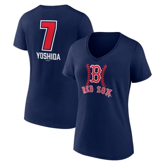Women's Masataka Yoshida Navy Boston Red Sox Fastball Player Name & Number V-Neck T-Shirt
