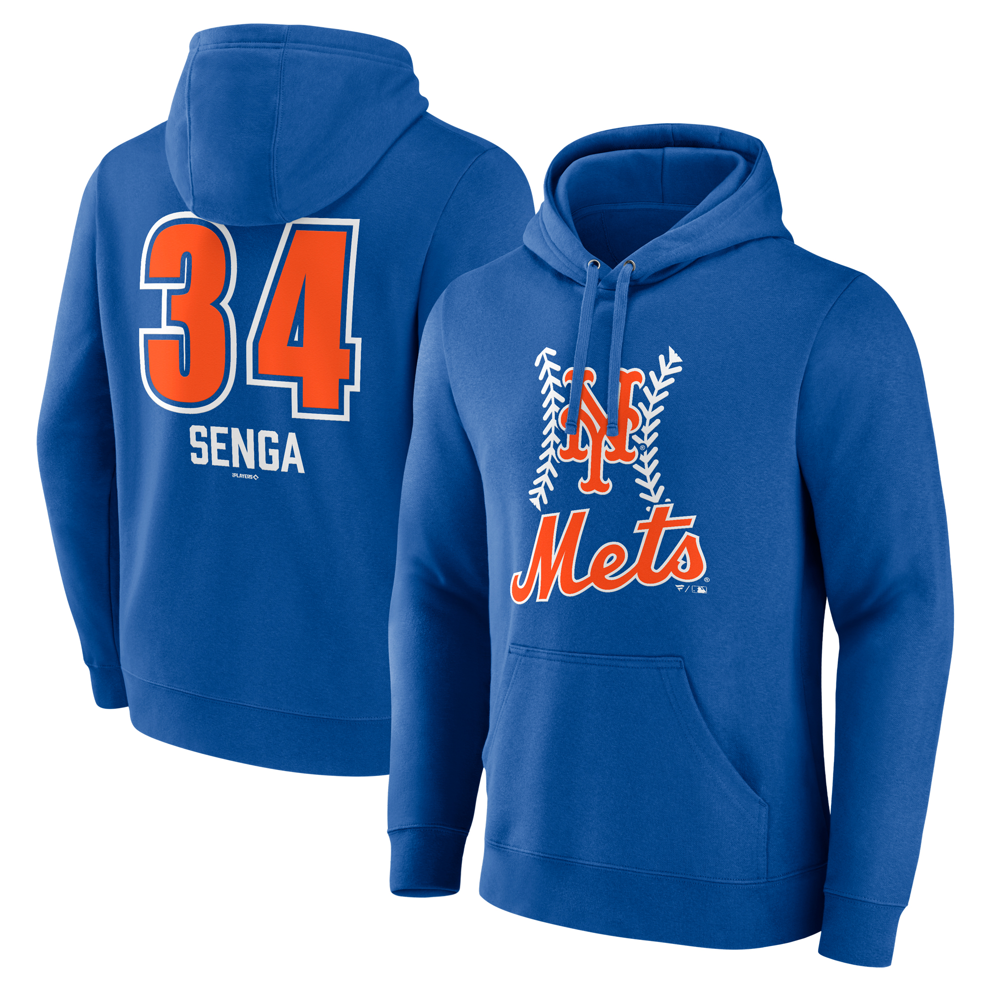 Men's Kodai Senga Royal New York Mets Fastball Player Name & Number Pullover Hoodie