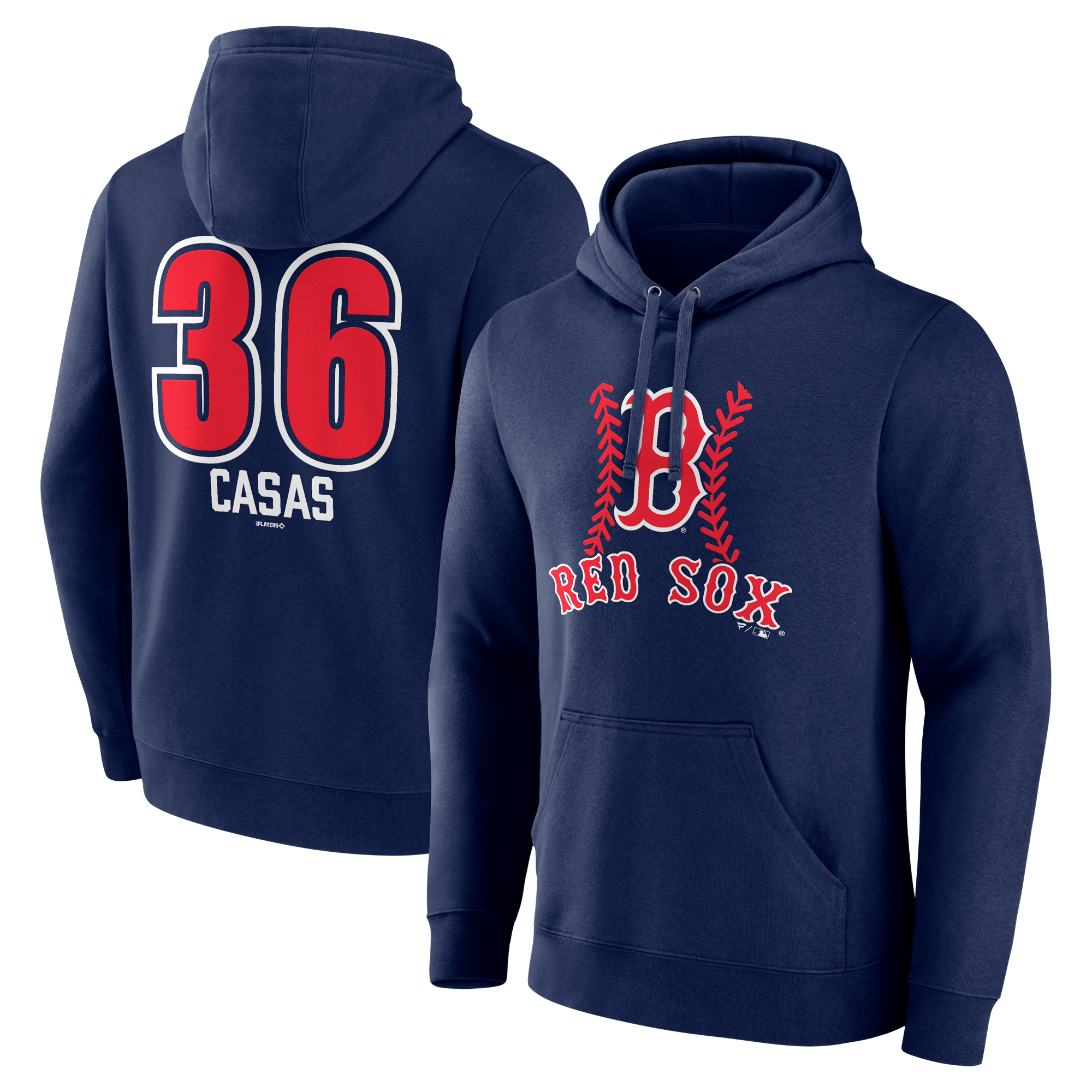 Men's Triston Casas Navy Boston Red Sox Fastball Player Name & Number Pullover Hoodie