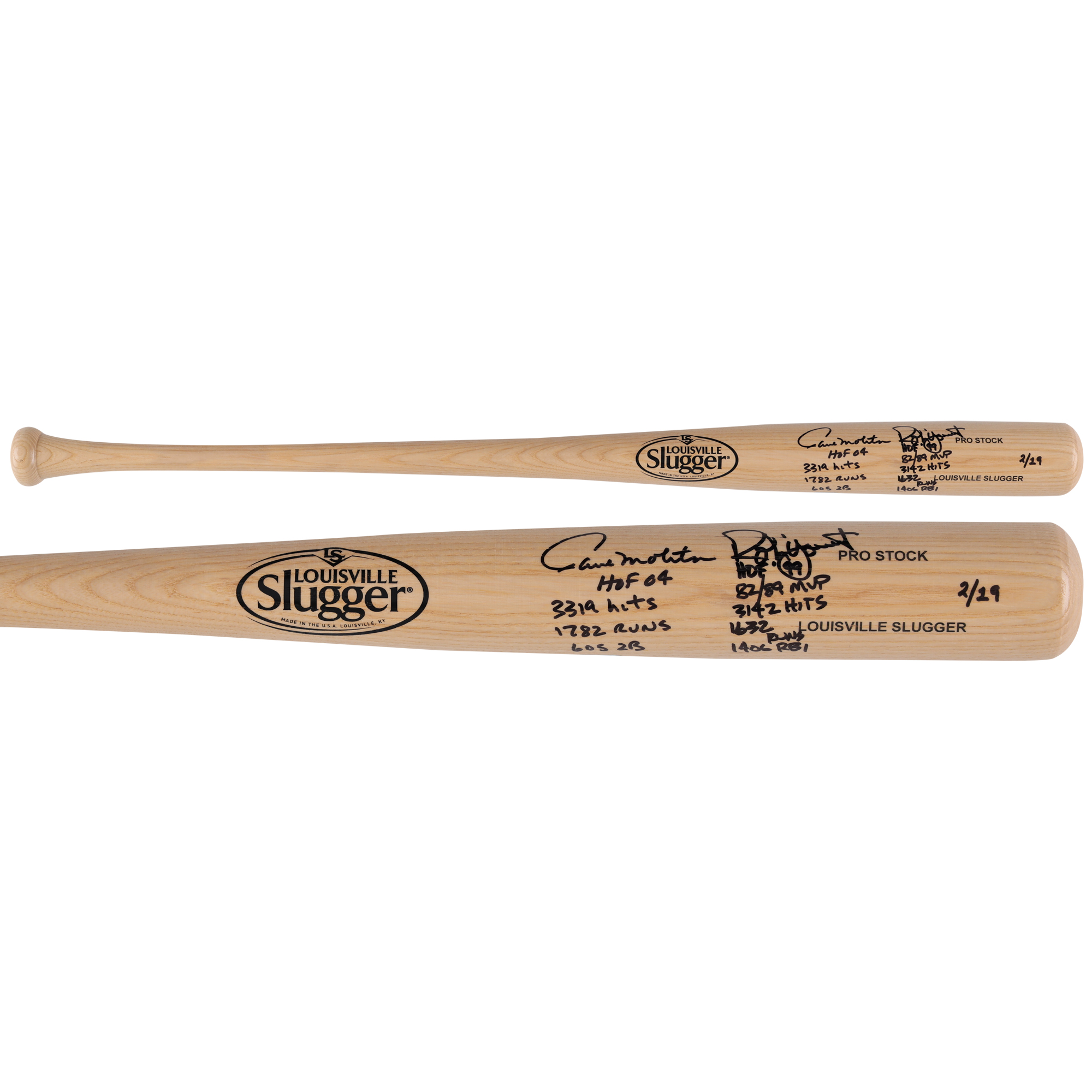 Paul Molitor & Robin Yount Milwaukee Brewers Dual-Signed Louisville Slugger Bat with Multiple Inscriptions – Limited Edition of 19 Paul Molitor & Robin Yount Milwaukee Brewers Dual-Signed Louisville Slugger Bat with Multiple Inscriptions – Limited Edition of 19