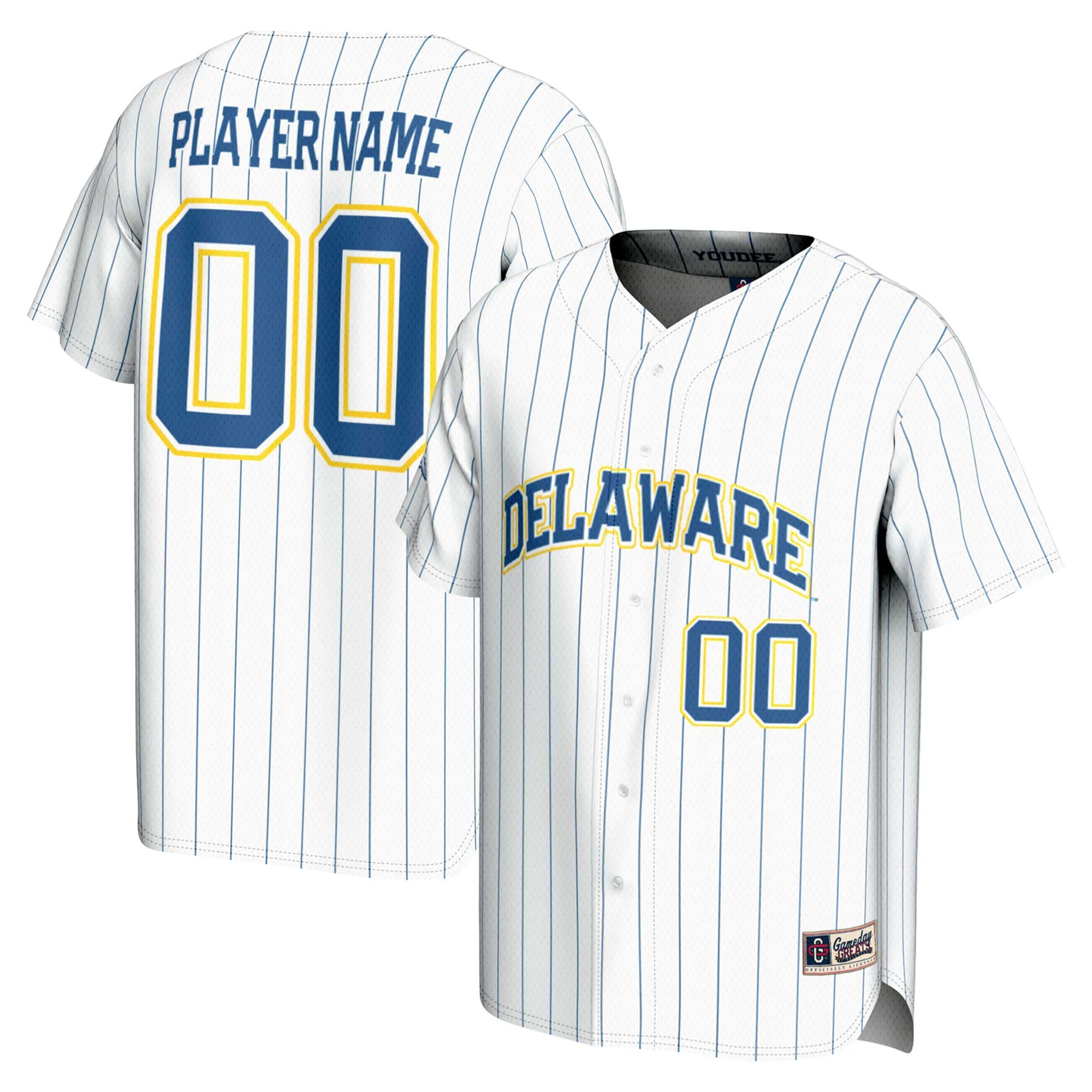 Men's GameDay Greats  White Delaware Fightin' Blue Hens NIL Pick-A-Player Baseball Lightweight Jersey