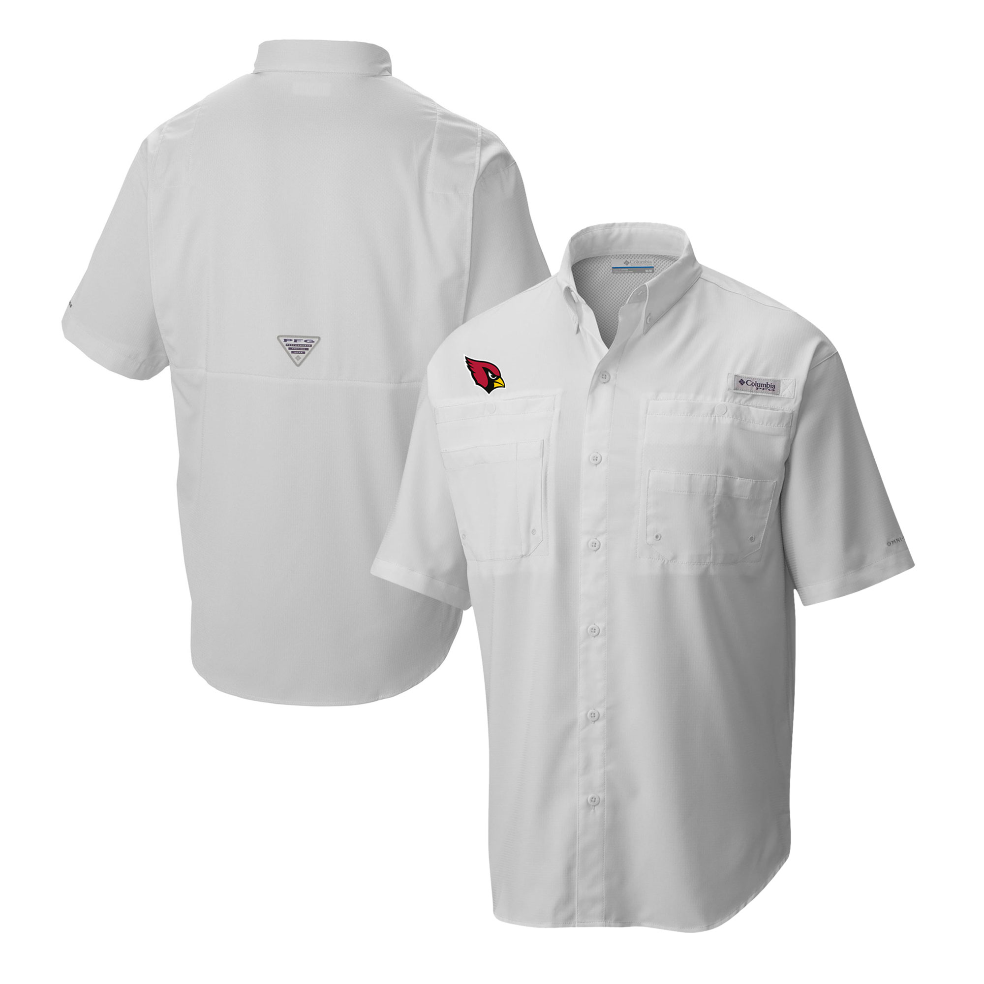 Men's Columbia White Arizona Cardinals Tamiami Omni-Shade Button-Down Shirt