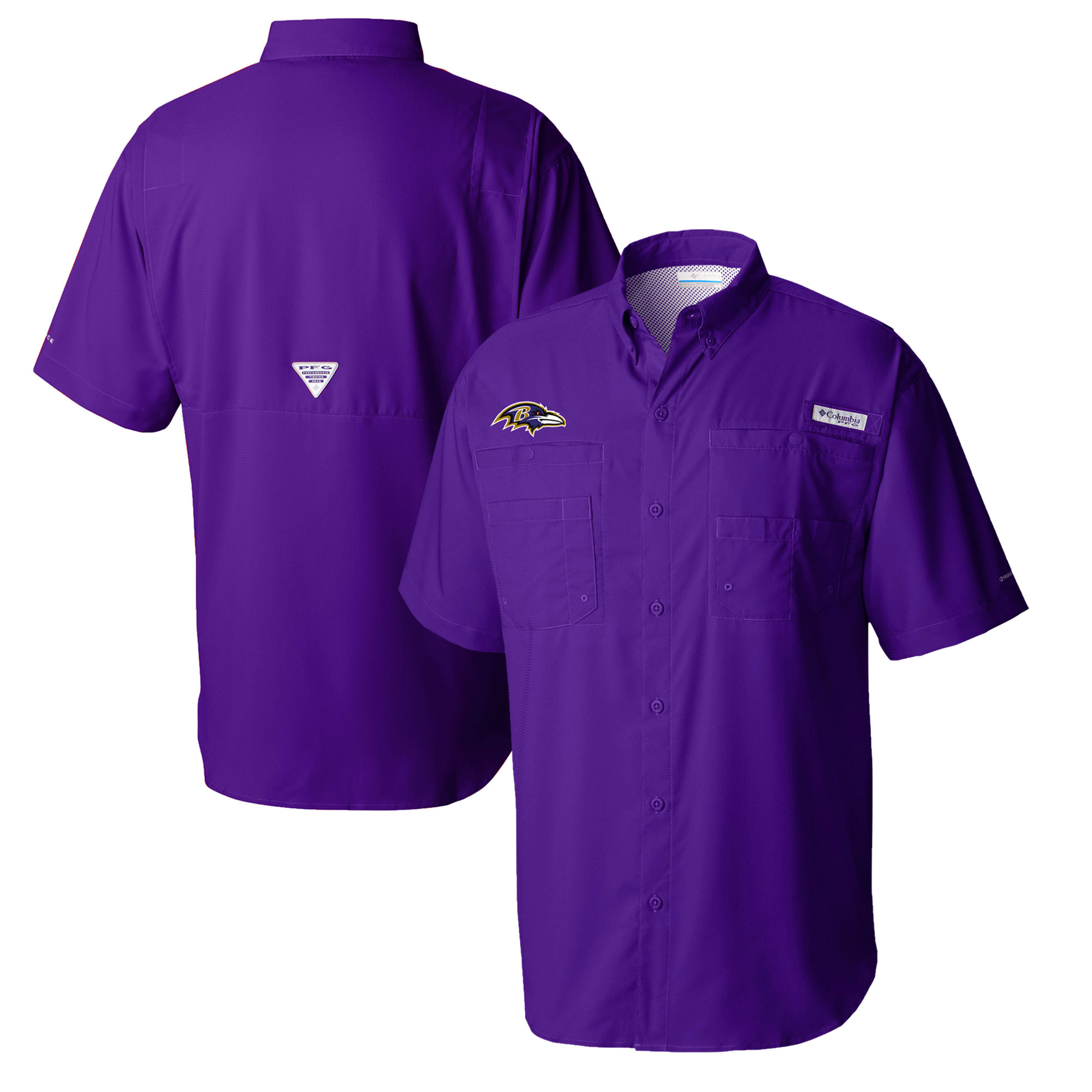 Men's Columbia Purple Baltimore Ravens Tamiami Omni-Shade Button-Down Shirt