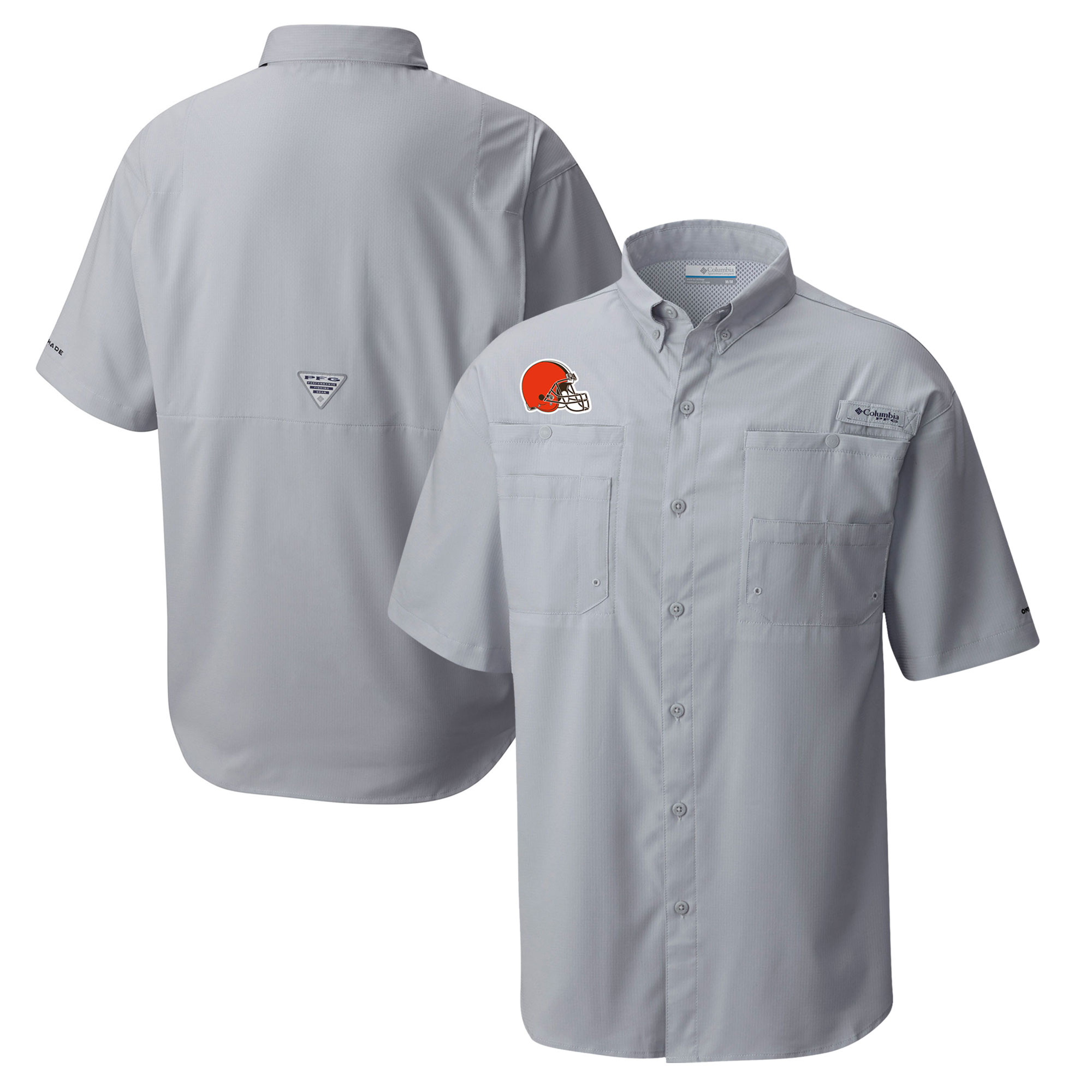 Men's Columbia Gray Cleveland Browns Tamiami Omni-Shade Button-Down Shirt
