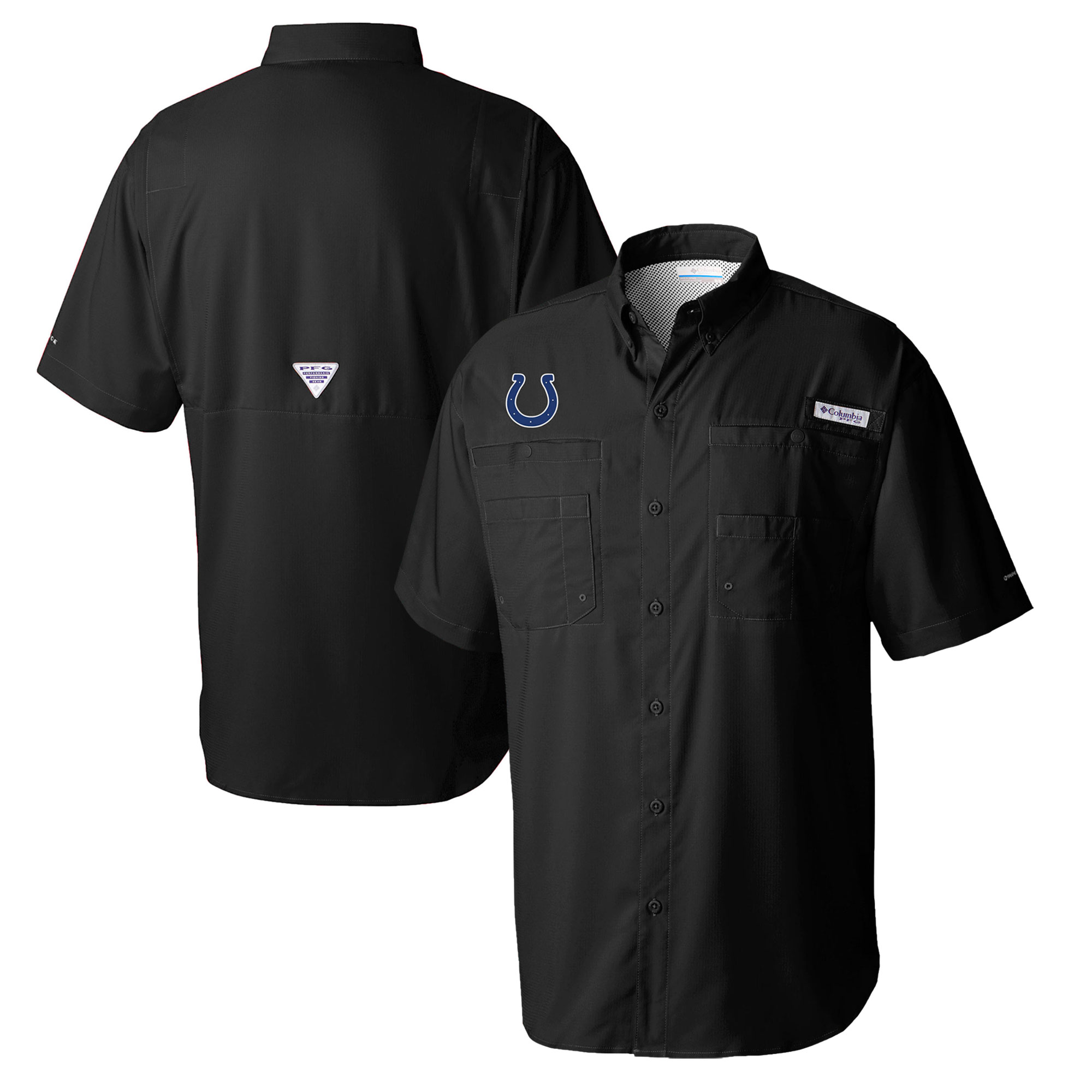 Men's Columbia Black Indianapolis Colts Tamiami Omni-Shade Button-Down Shirt