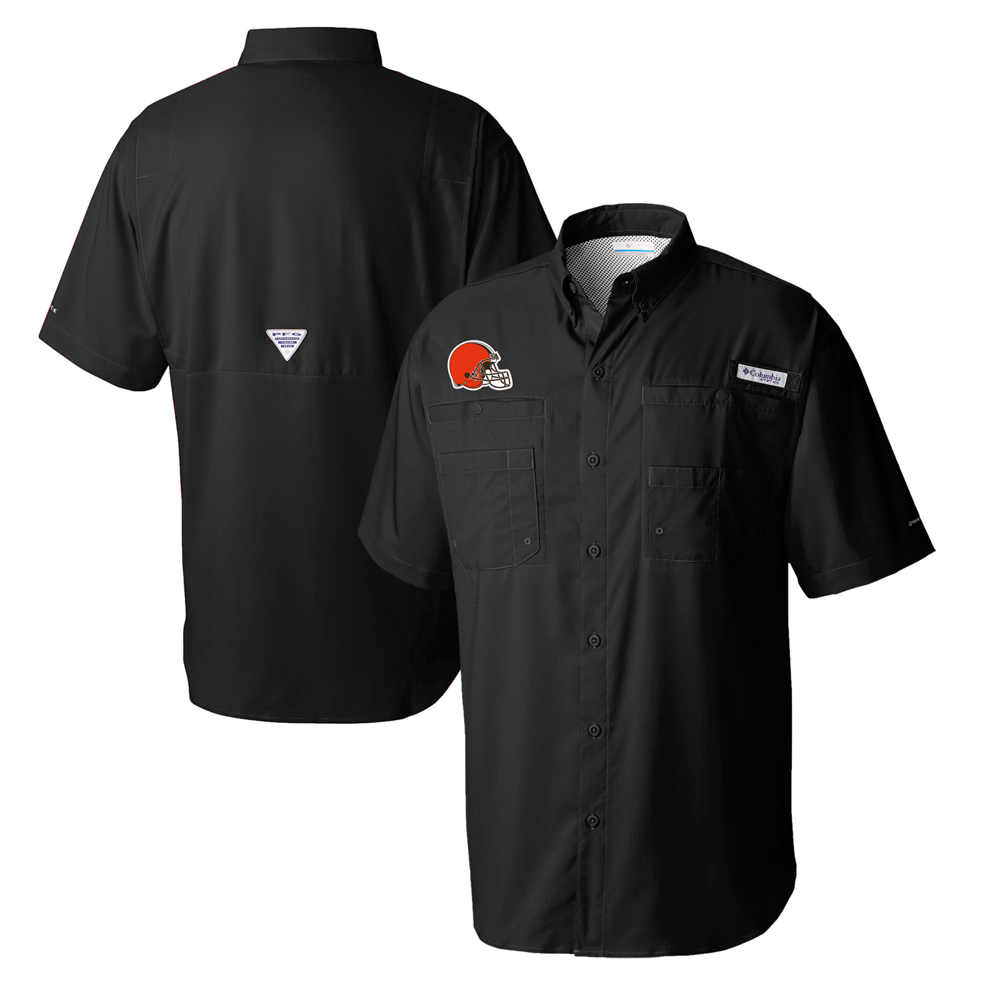 Men's Columbia Black Cleveland Browns Tamiami Omni-Shade Button-Down Shirt