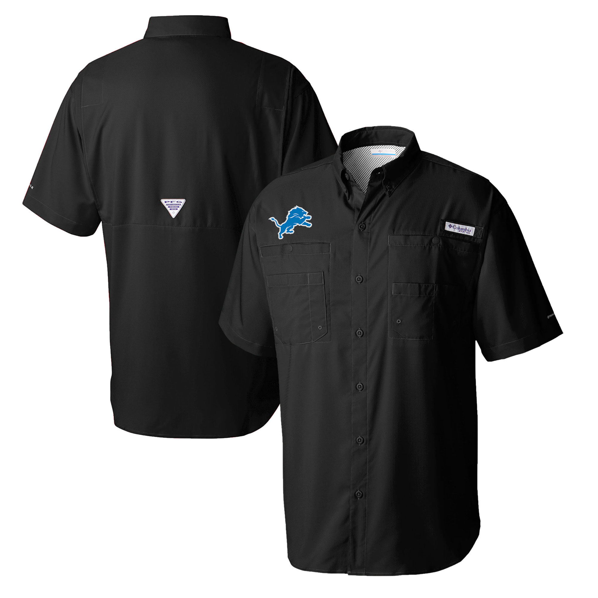 Men’s Columbia Black Detroit Lions Tamiami Omni-Shade Button-Down Shirt Men’s Columbia Black Detroit Lions Tamiami Omni-Shade Button-Down Shirt