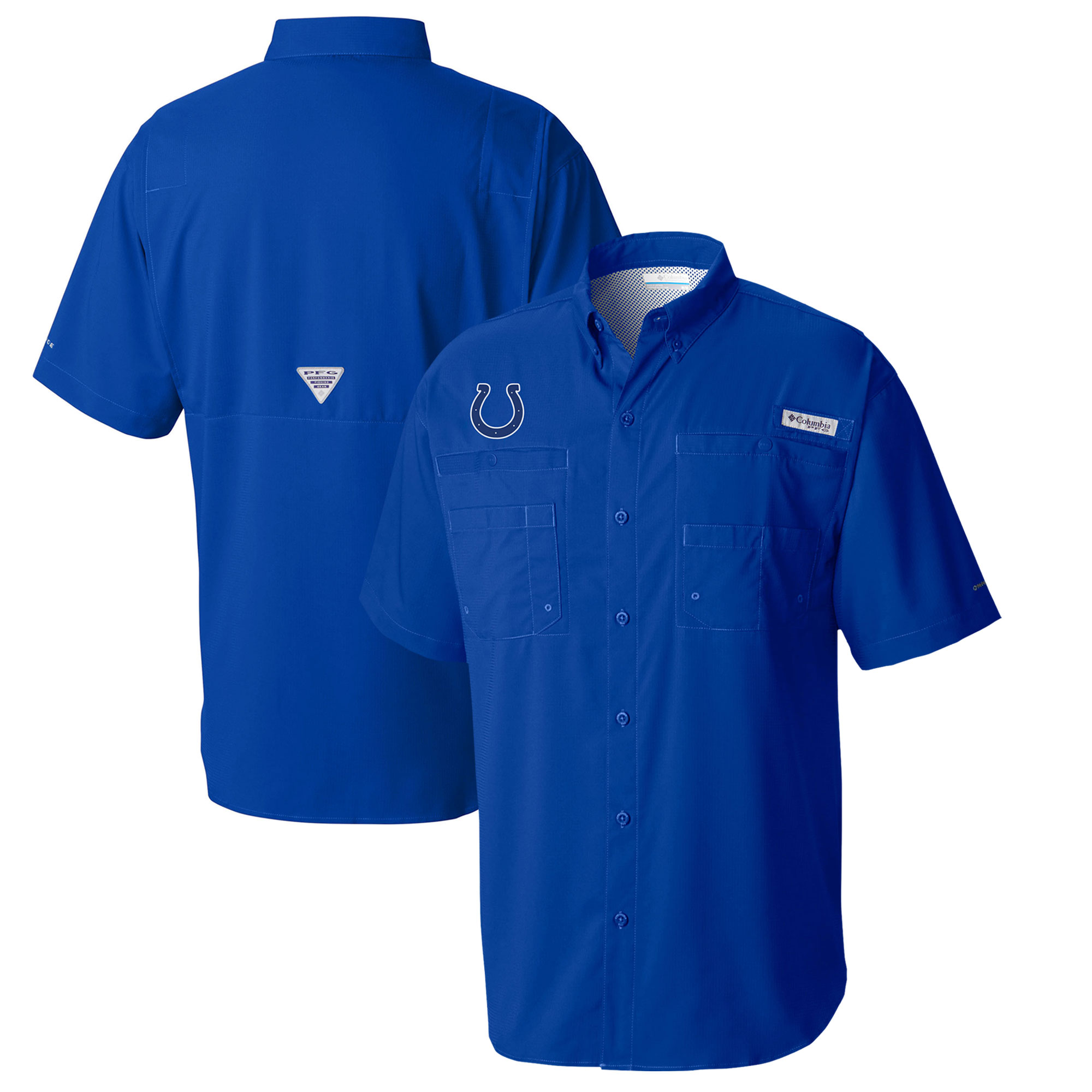 Men's Columbia Royal Indianapolis Colts Tamiami Omni-Shade Button-Down Shirt