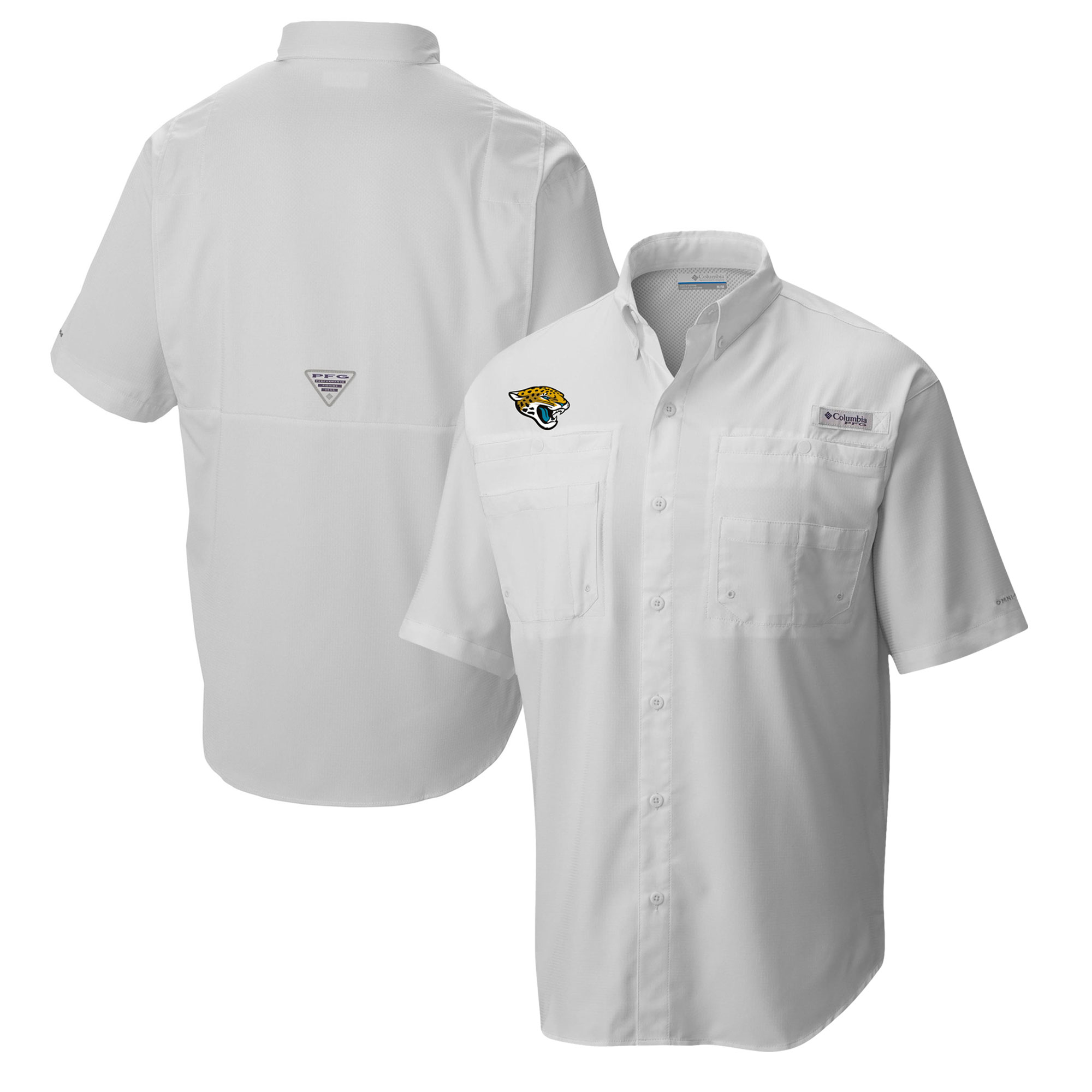 Men's Columbia White Jacksonville Jaguars Tamiami Omni-Shade Button-Down Shirt