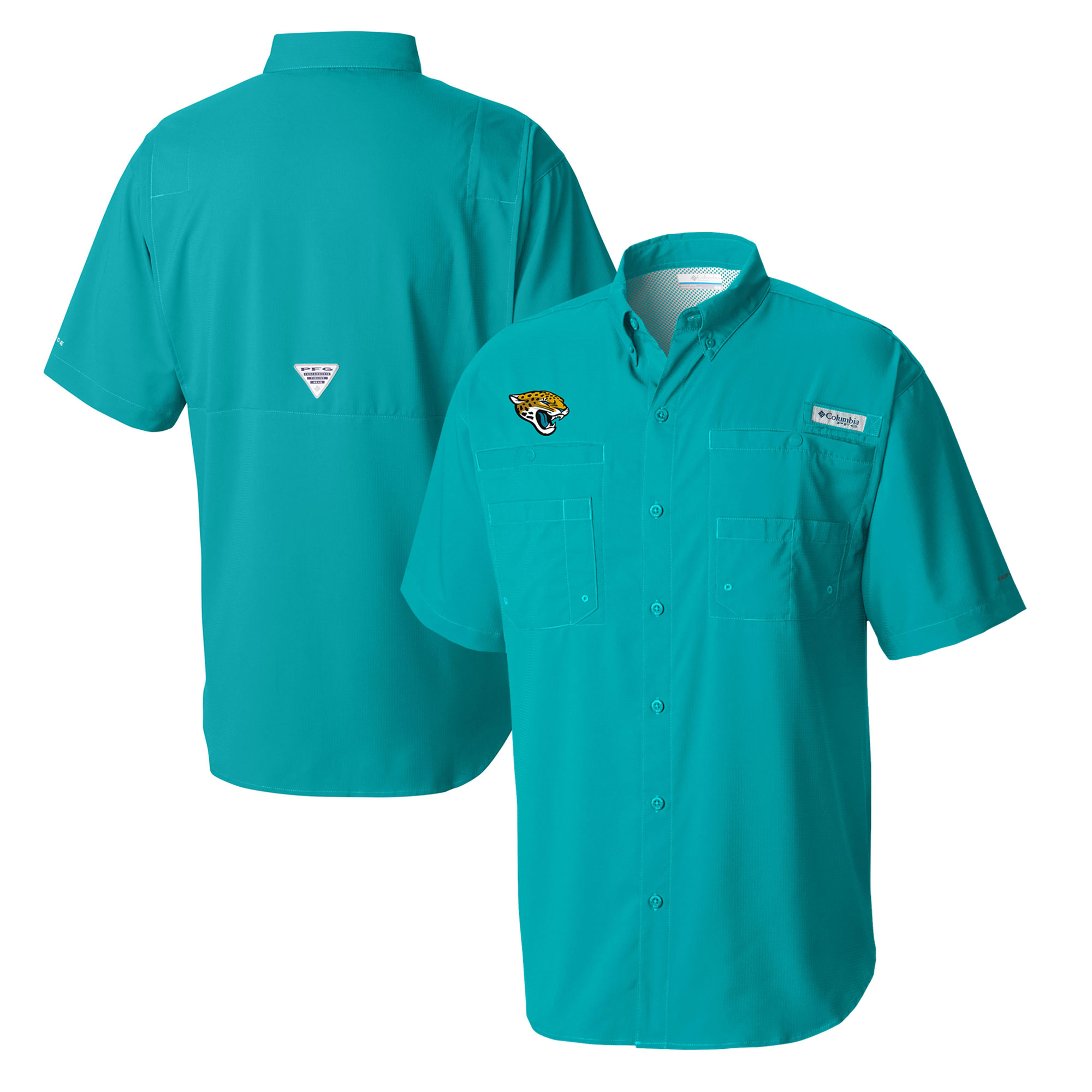 Men's Columbia Teal Jacksonville Jaguars Tamiami Omni-Shade Button-Down Shirt