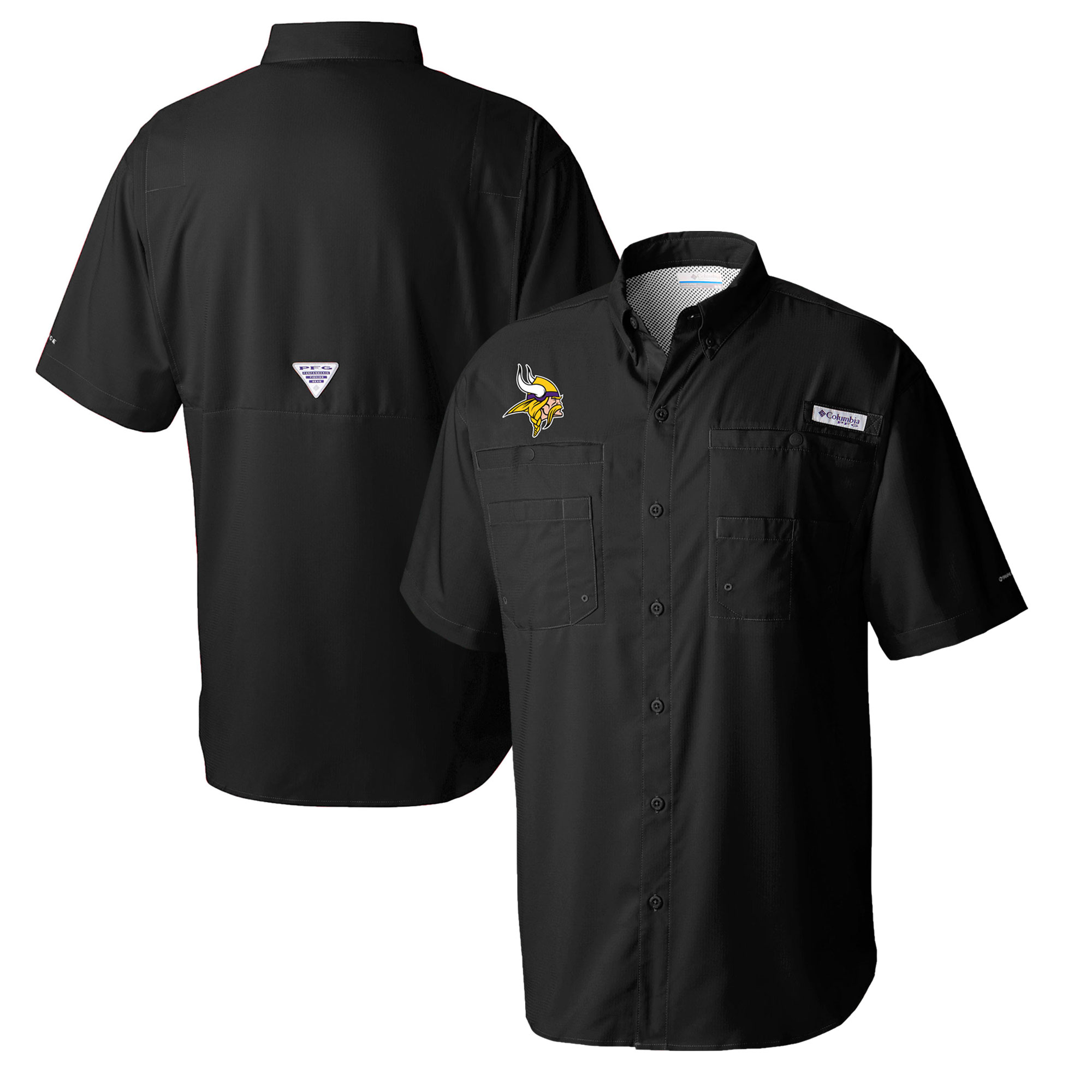 Men's Columbia Black Minnesota Vikings Tamiami Omni-Shade Button-Down Shirt