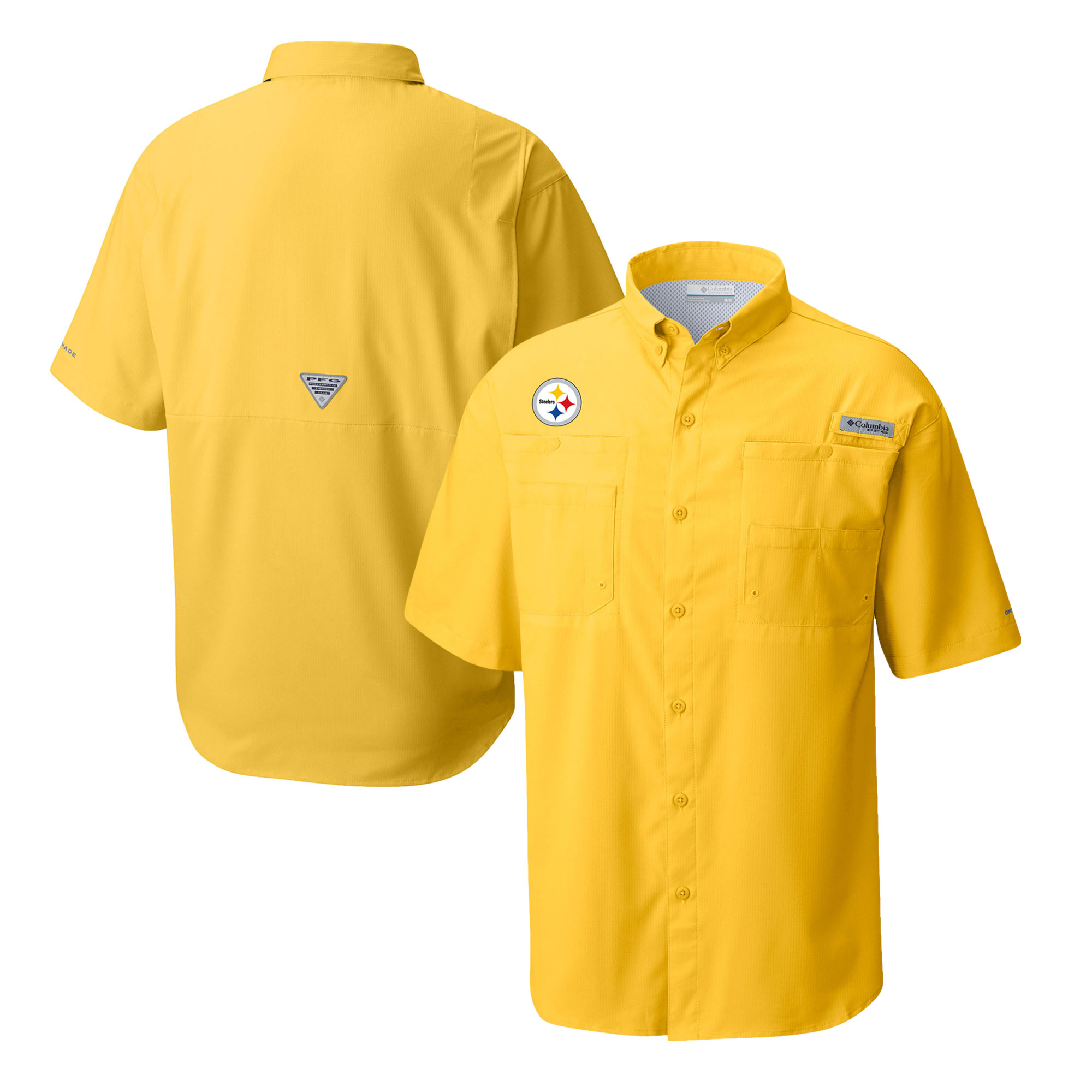 Men's Columbia Gold Pittsburgh Steelers Tamiami Omni-Shade Button-Down Shirt