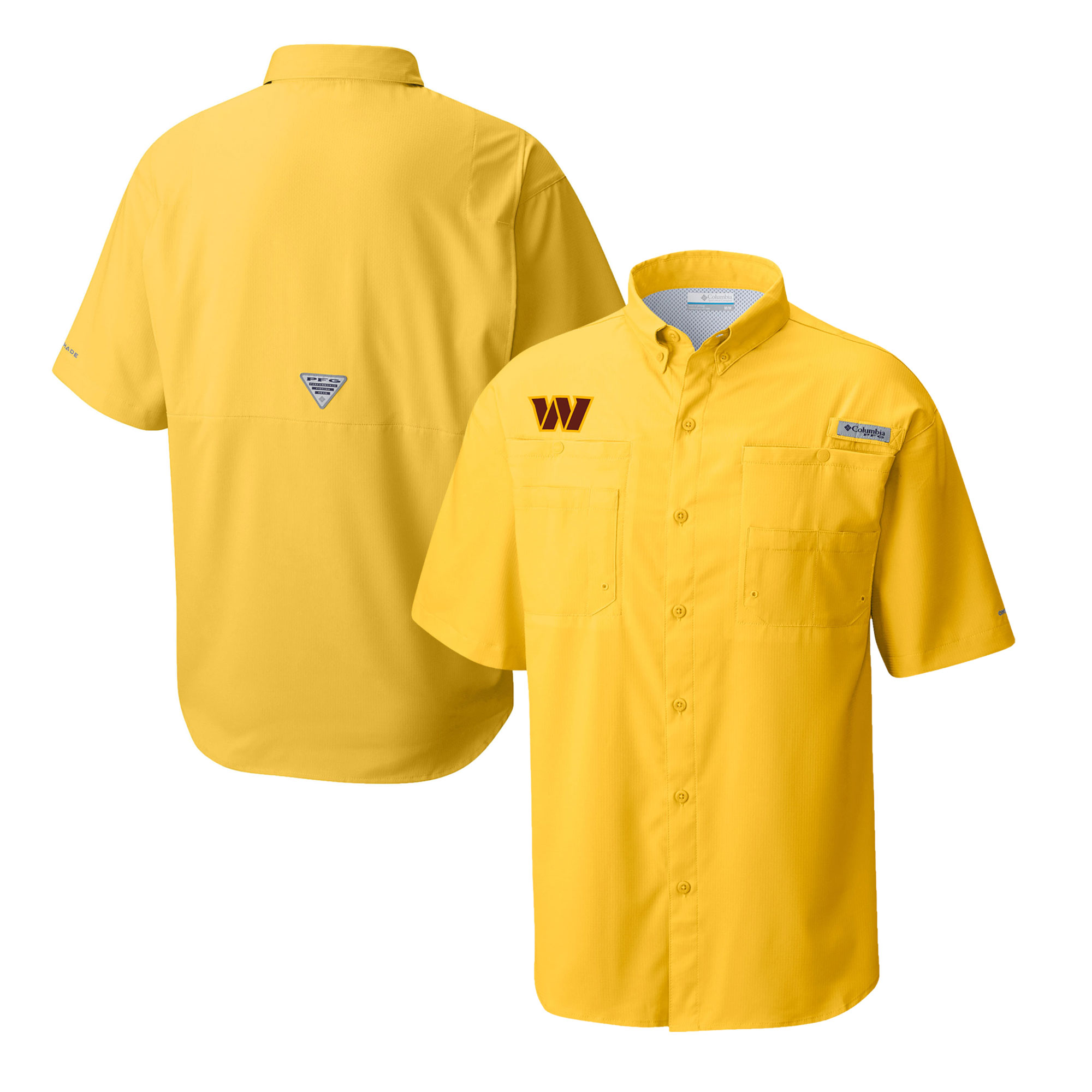 Men's Columbia Gold Washington Commanders Tamiami Omni-Shade Button-Down Shirt