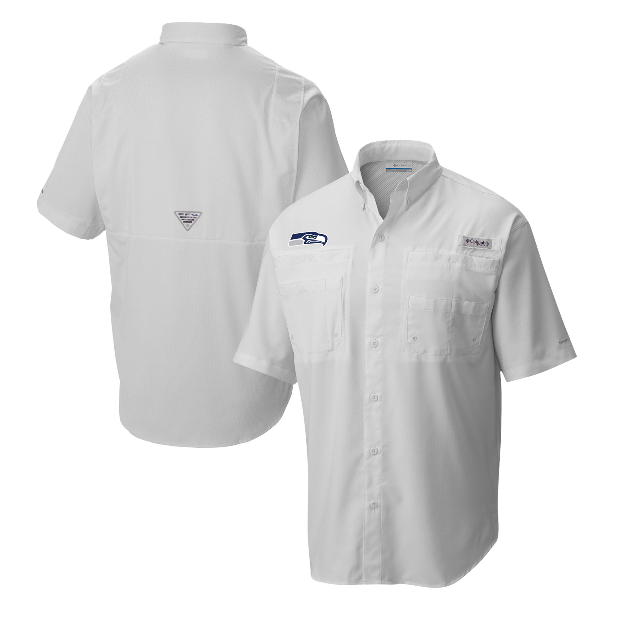 Men's Columbia White Seattle Seahawks Tamiami Omni-Shade Button-Down Shirt