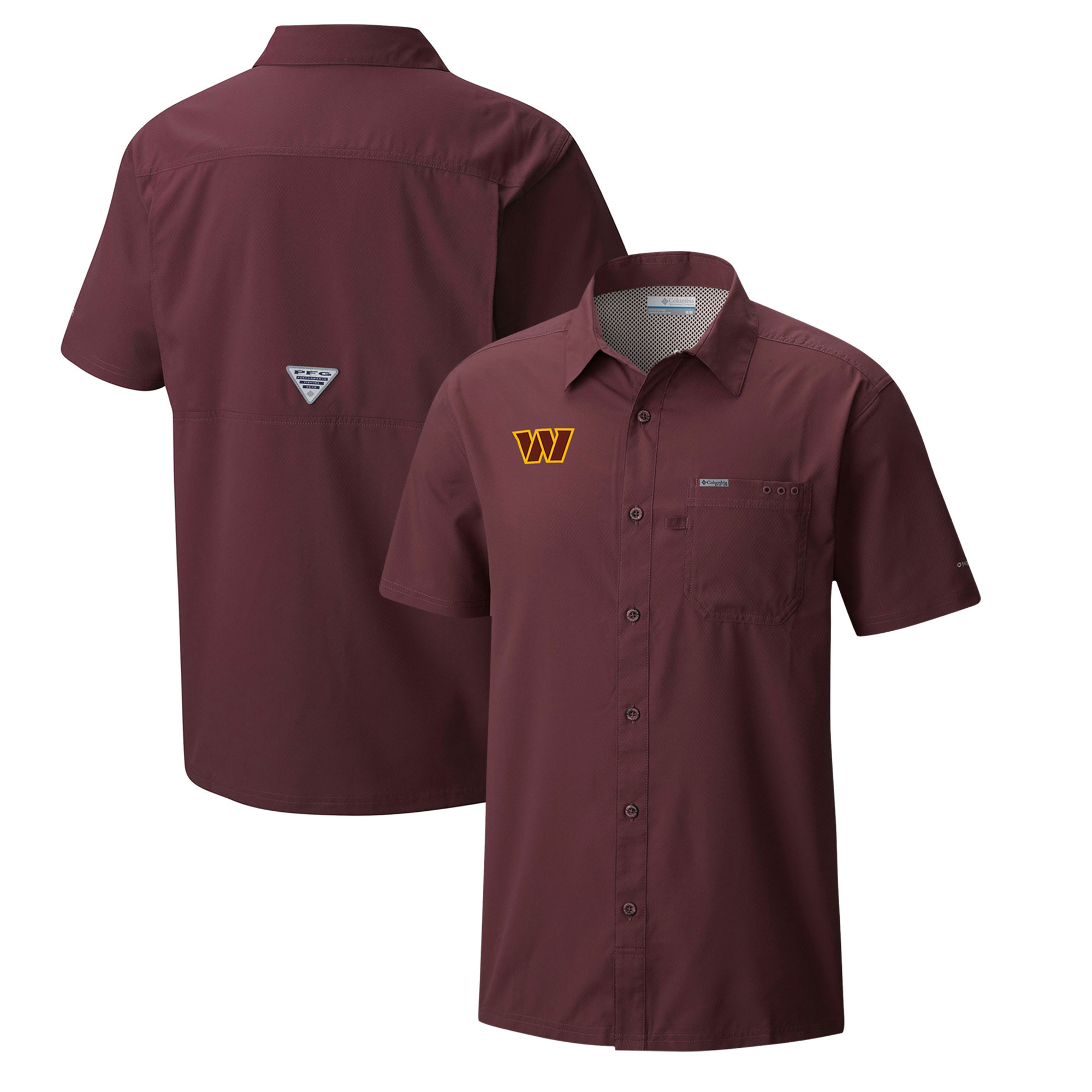 Men's Columbia Burgundy Washington Commanders Slack Tide Omni-Wick Button-Up Camp Shirt