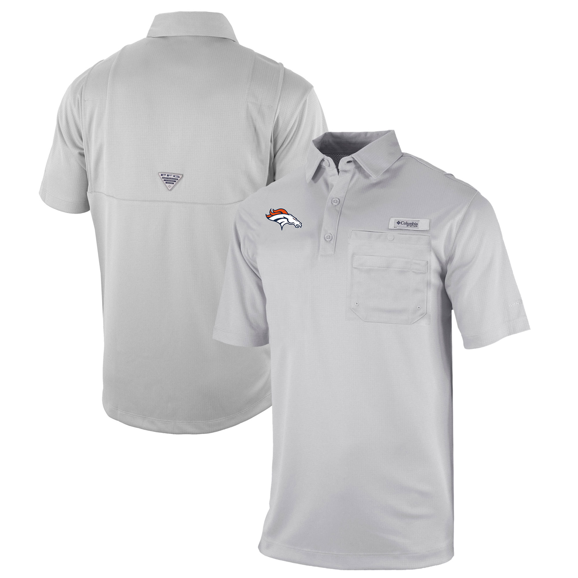 Men’s Columbia Gray Denver Broncos Omni-Wick Flycaster Pocket Polo Men’s Columbia Gray Denver Broncos Omni-Wick Flycaster Pocket Polo