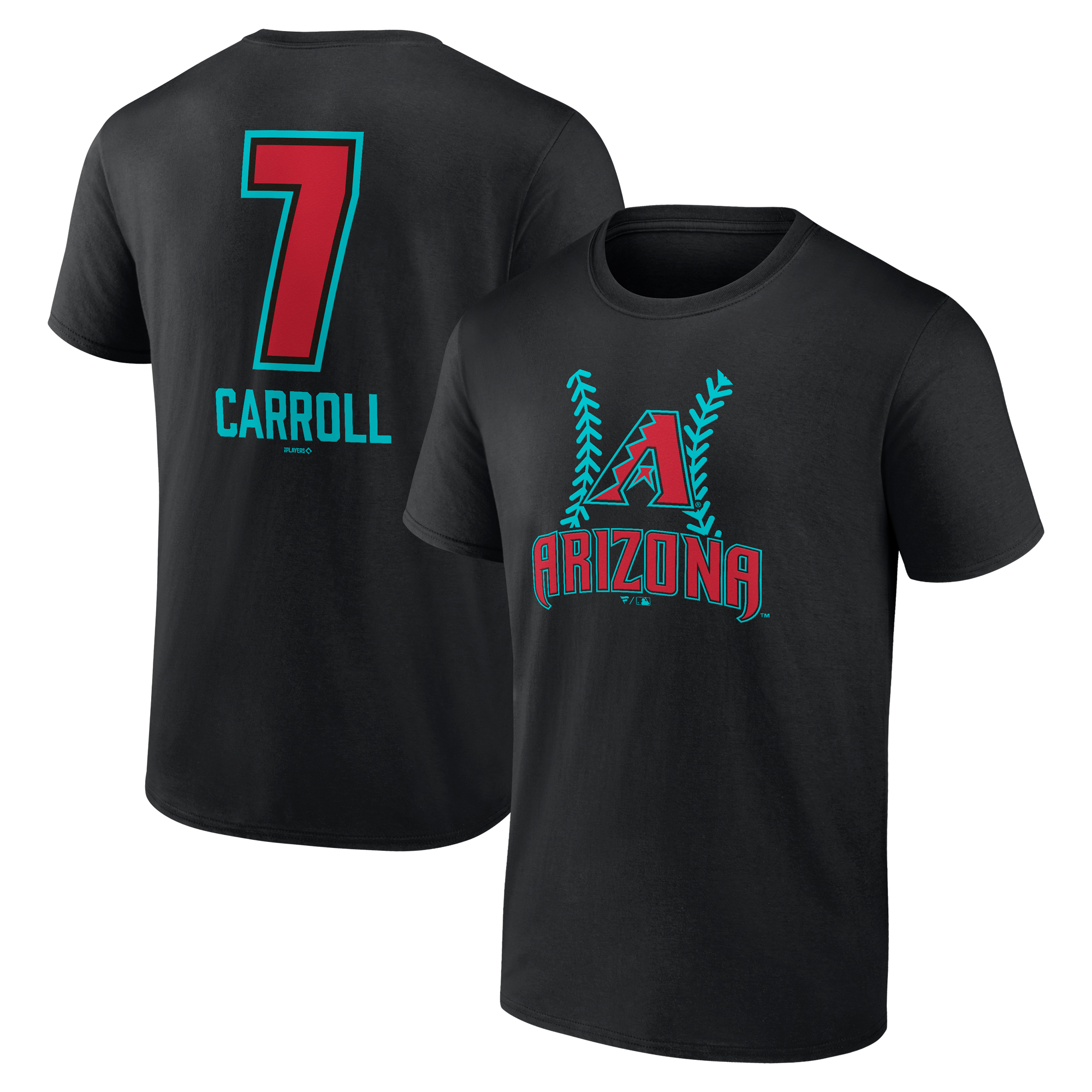 Men's Corbin Carroll Black Arizona Diamondbacks Name & Number Fastball T-Shirt