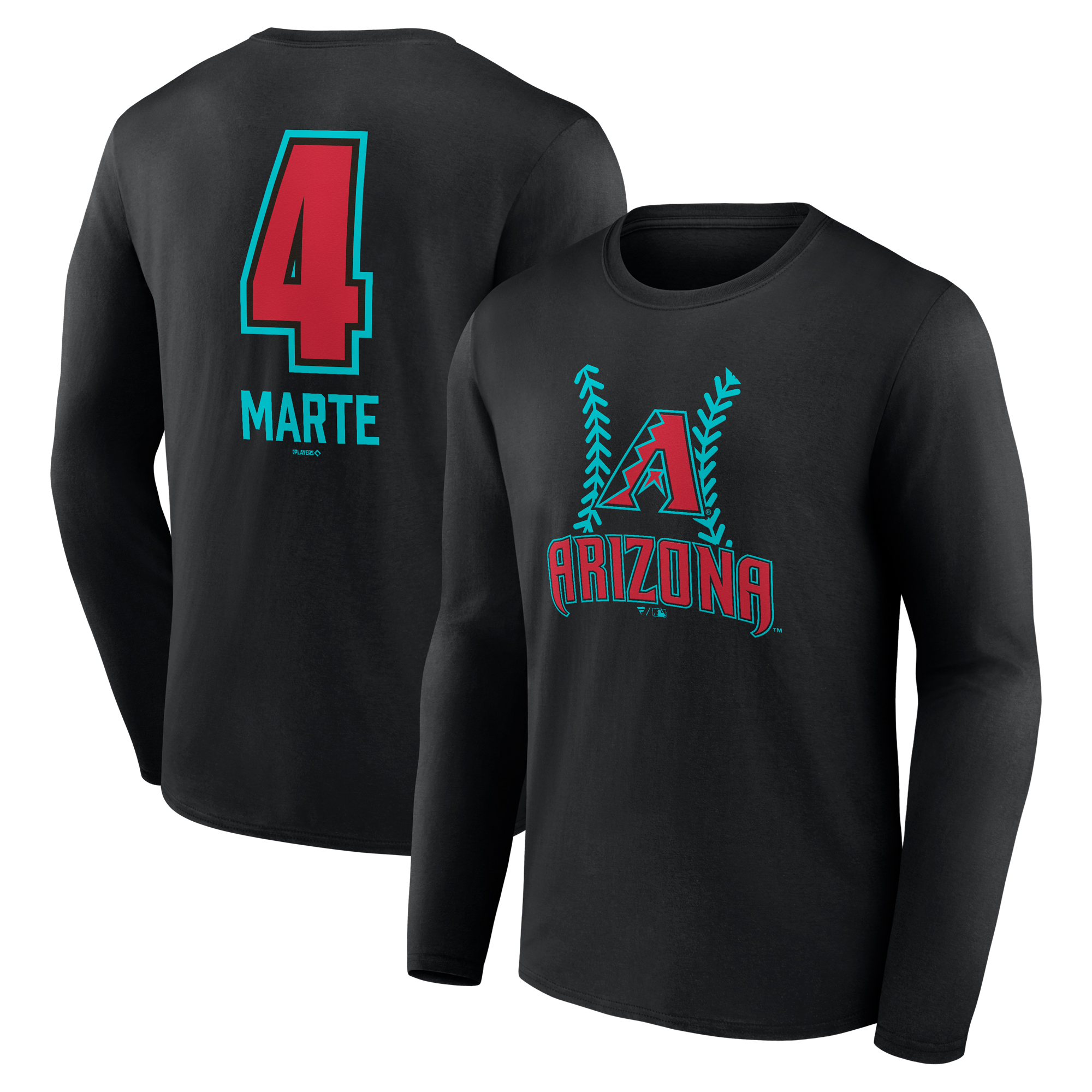 Men's Ketel Marte Black Arizona Diamondbacks Name & Number Fastball Long Sleeve T-Shirt