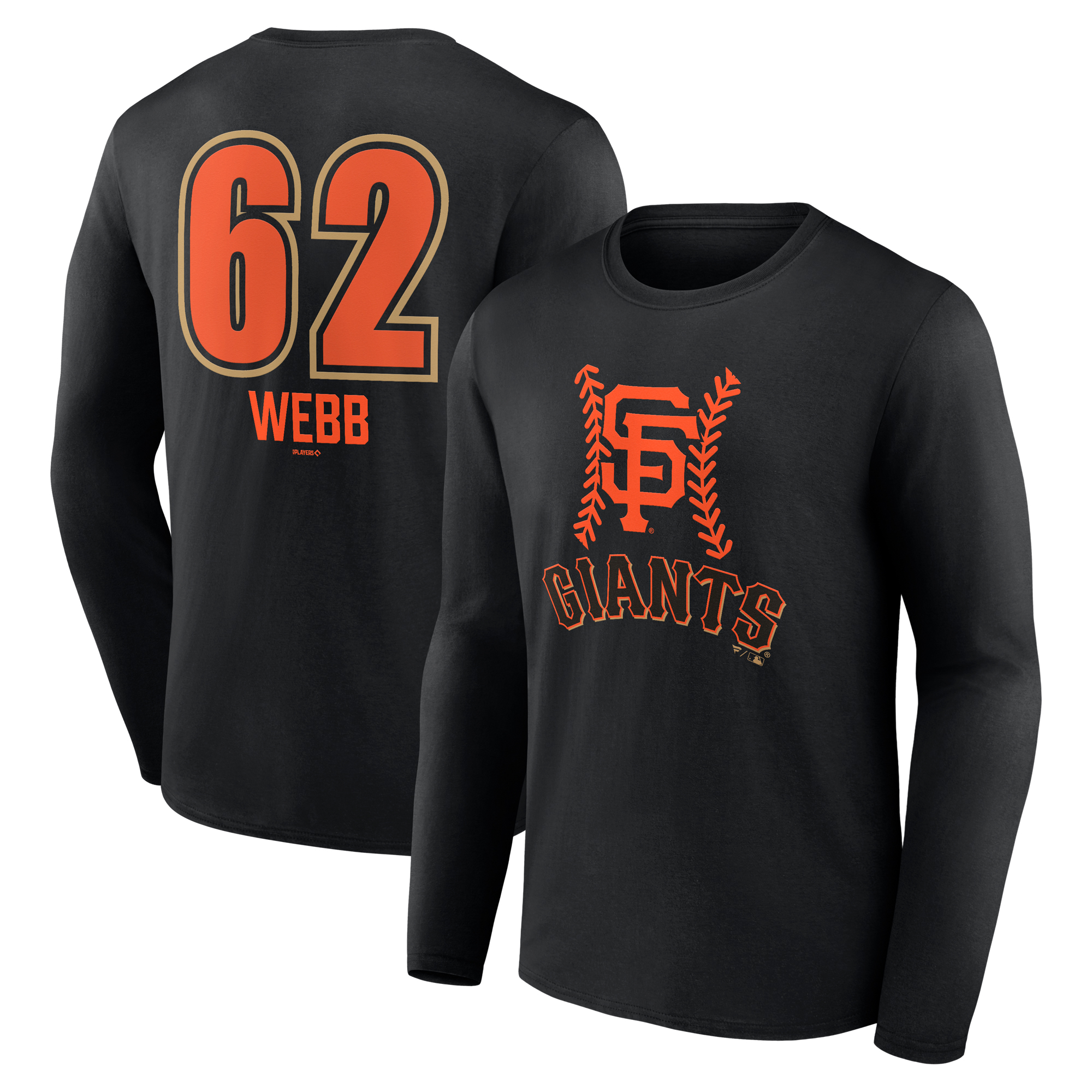 Men's Logan Webb Black San Francisco Giants Name & Number Fastball Long Sleeve T-Shirt