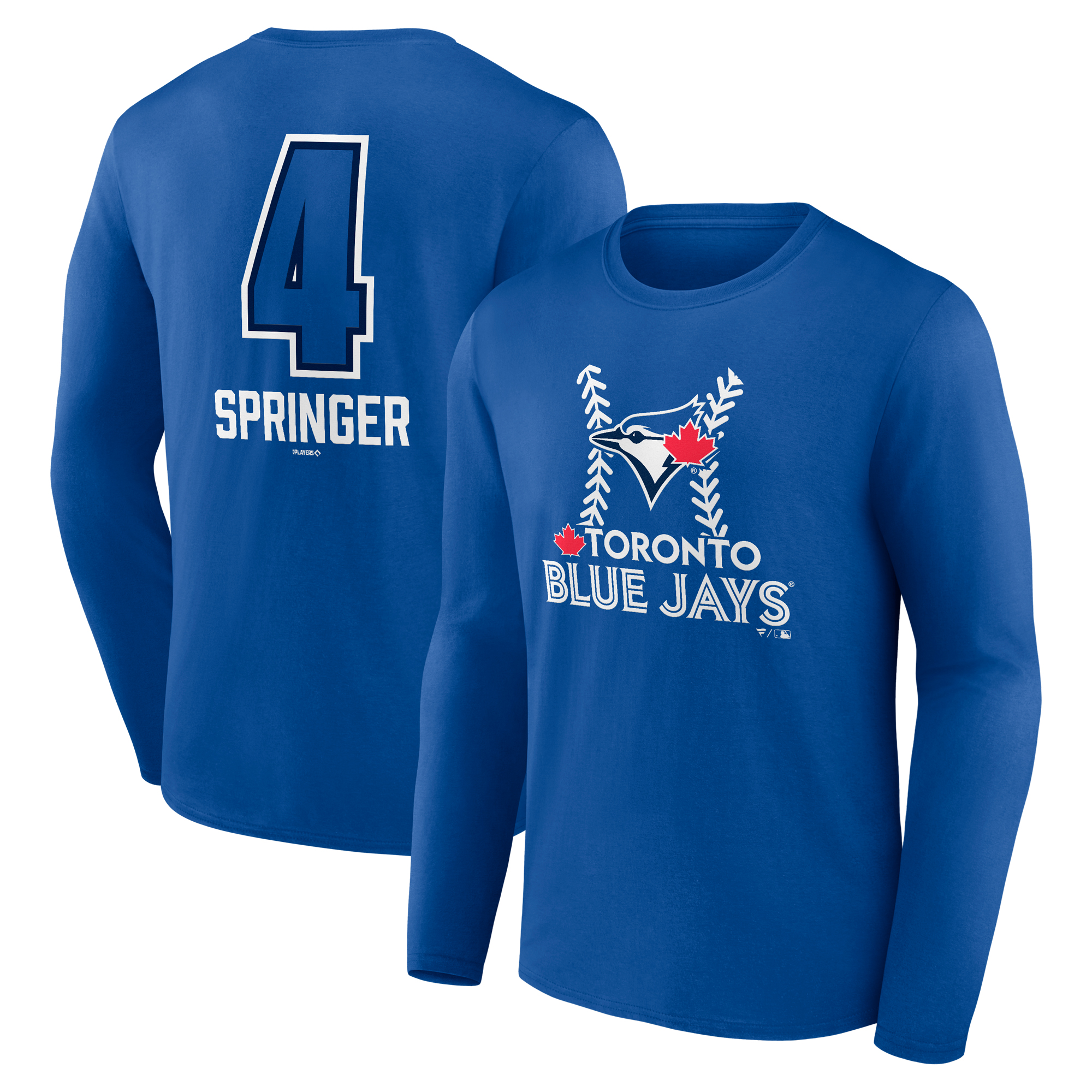 Men's George Springer Royal Toronto Blue Jays Name & Number Fastball Long Sleeve T-Shirt
