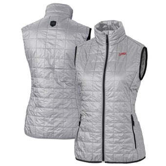 Women's Cutter & Buck Gray SMU Mustangs Vault Rainier PrimaLoft Eco Insulated Full-Zip Puffer Vest