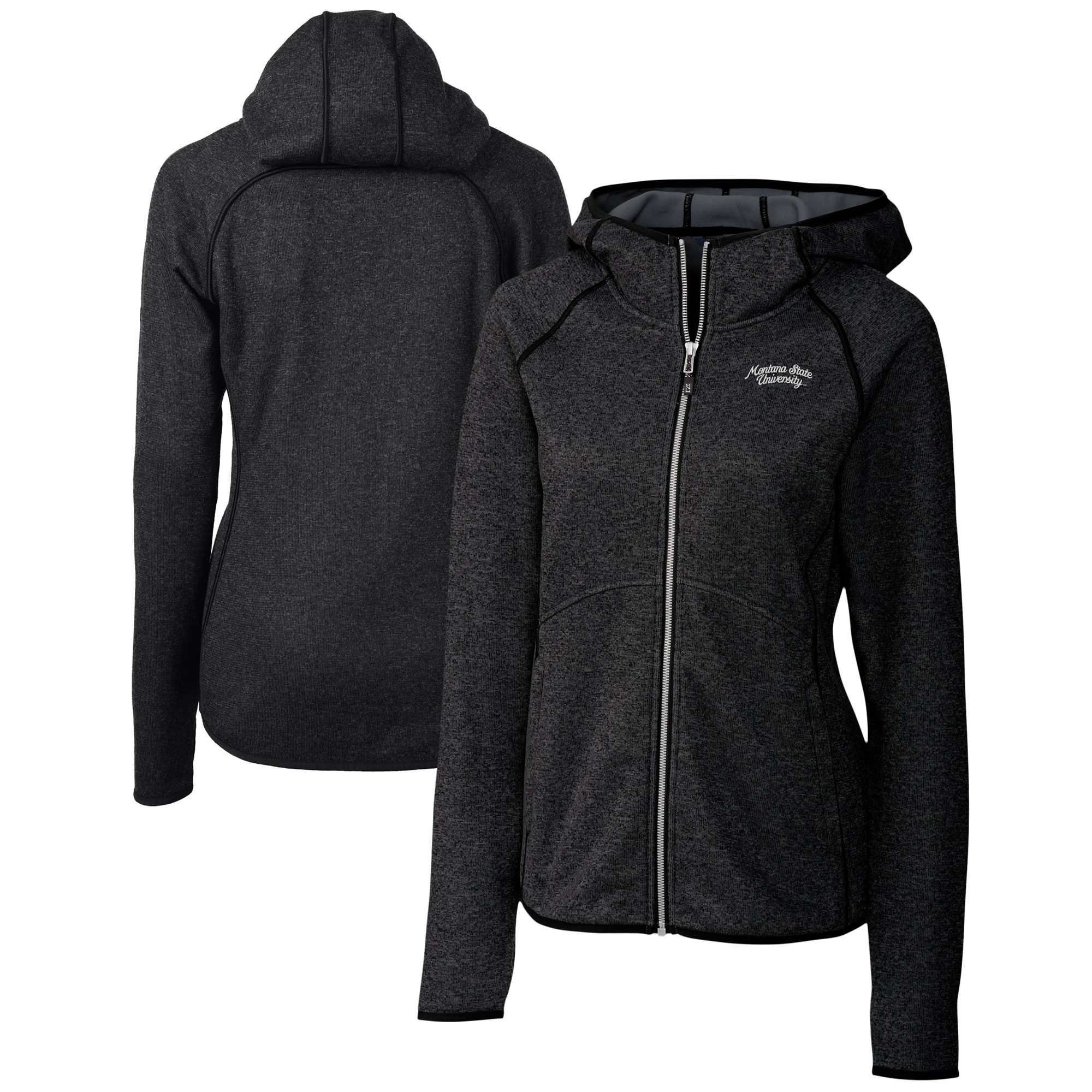 Women's Cutter & Buck  Heather Charcoal Montana State Bobcats Vault Mainsail Full-Zip Hooded Jacket