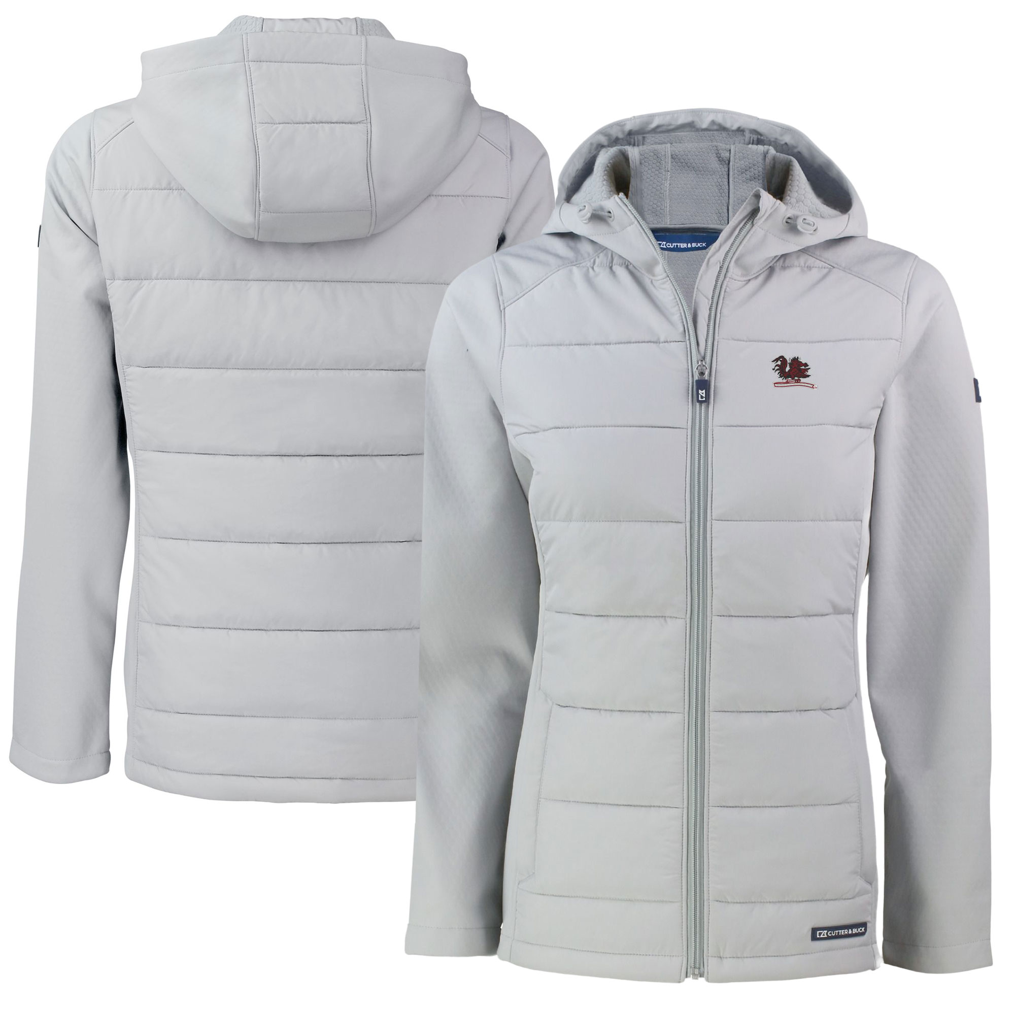 Women's Cutter & Buck  Gray South Carolina Gamecocks Vault Evoke Hybrid Eco Softshell Recycled Full-Zip Hooded Jacket