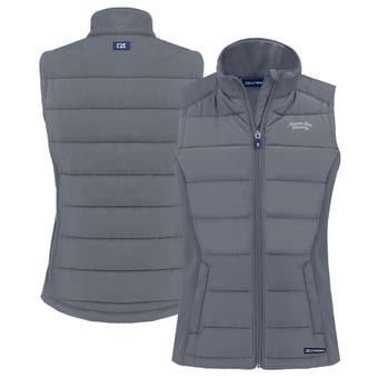 Women's Cutter & Buck  Gray Montana State Bobcats Vault Evoke Hybrid Eco Softshell Recycled Full-Zip Vest