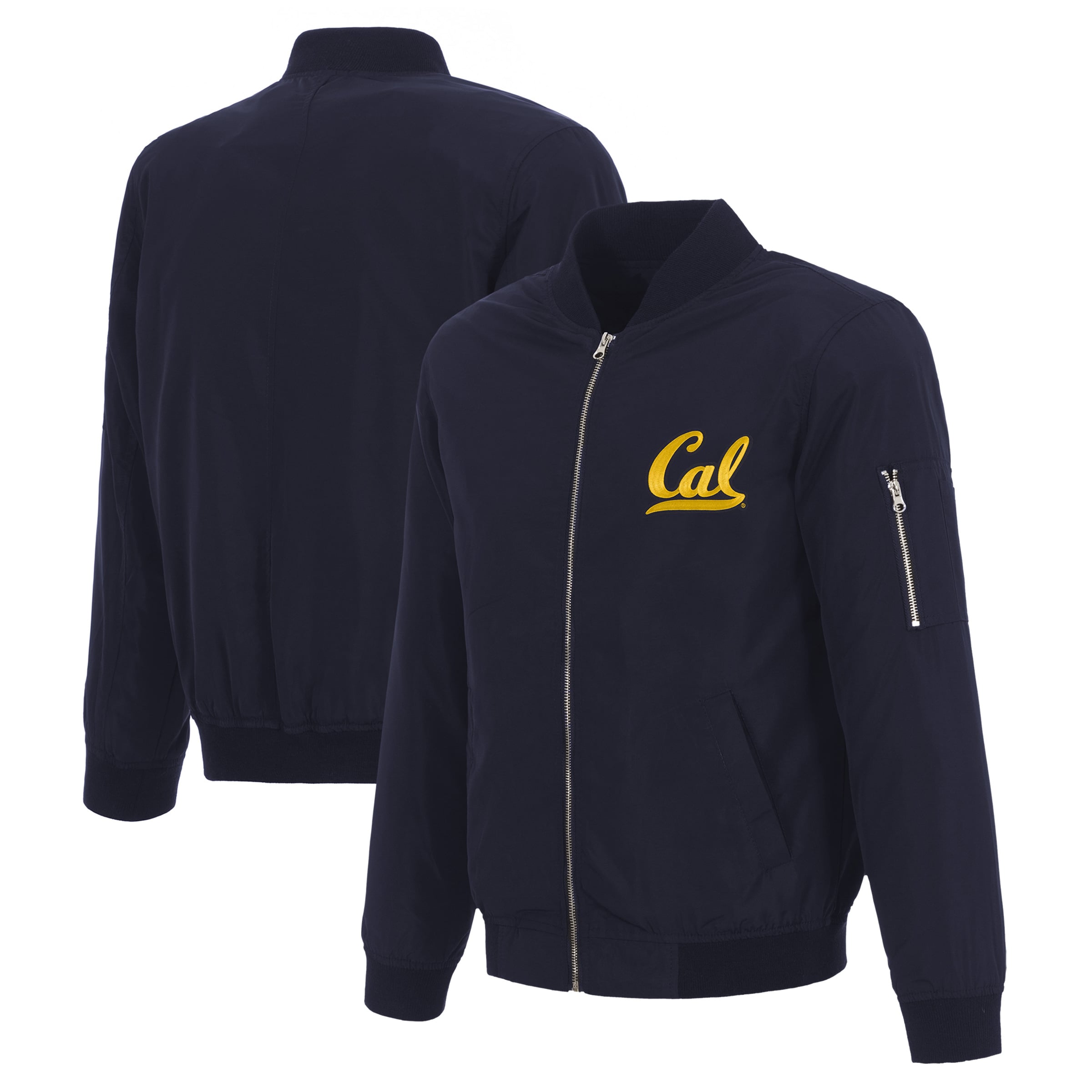 Men's JH Design Navy Cal Bears Nylon Full-Zip Bomber Jacket