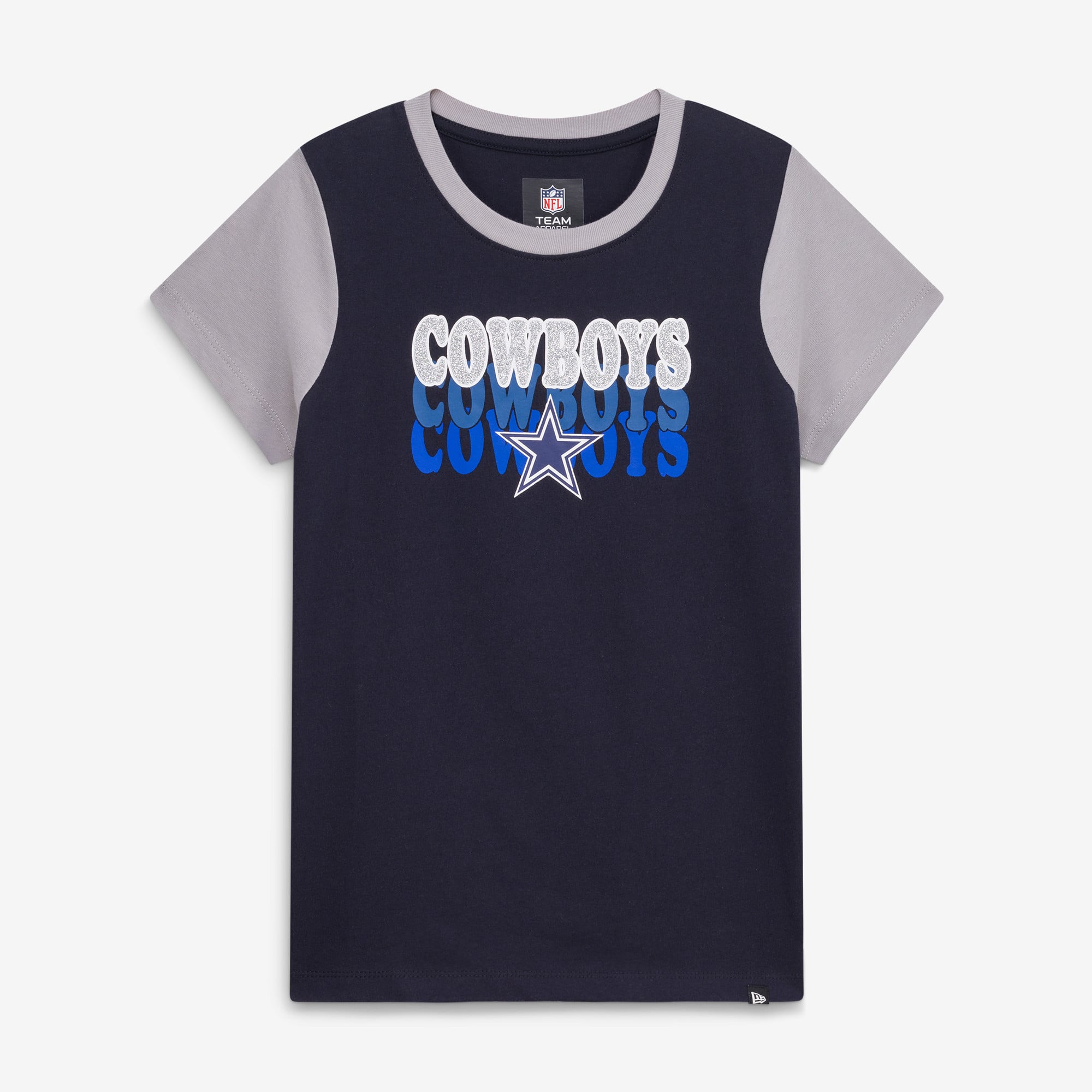 Youth New Era Navy Dallas Cowboys Throwback Glitter Gel T-Shirt