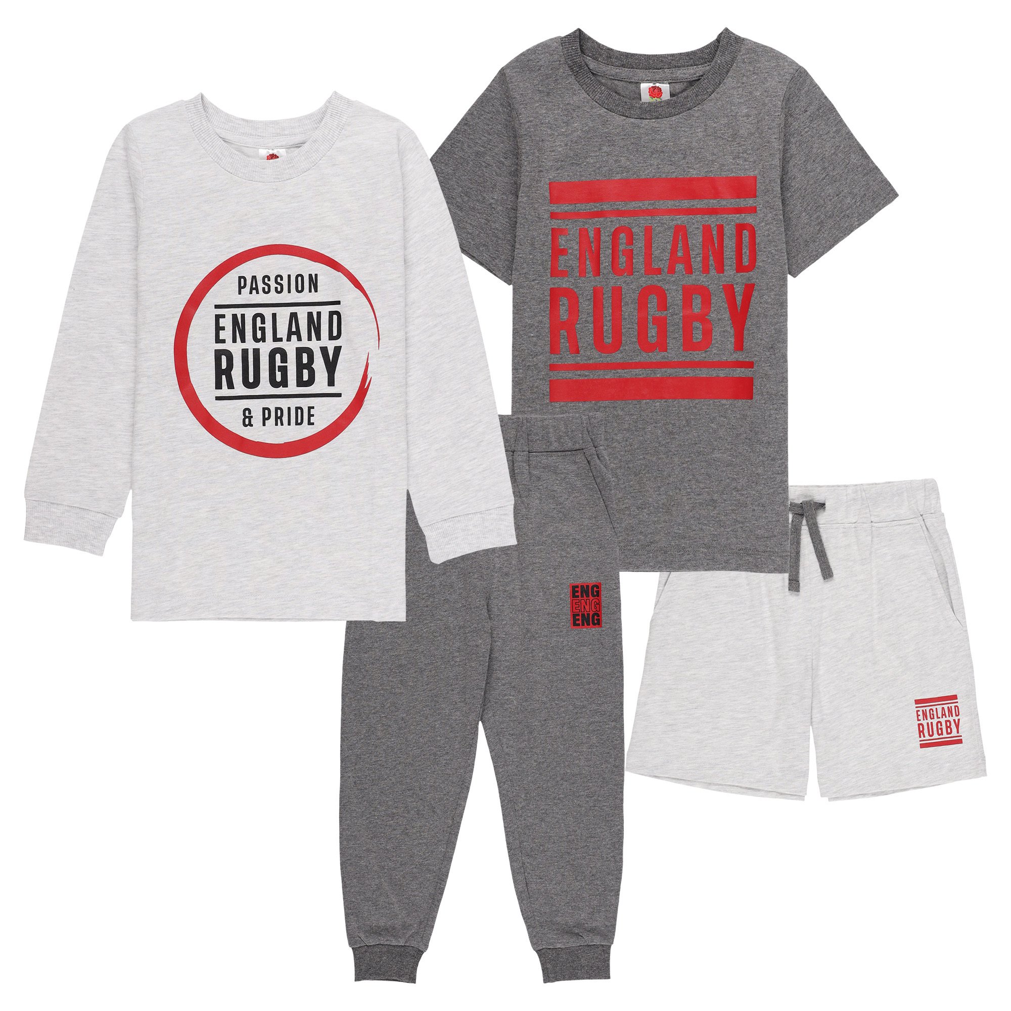 Pigiama mix and match Inghilterra Rugby, confezione da 2 - ragazzi