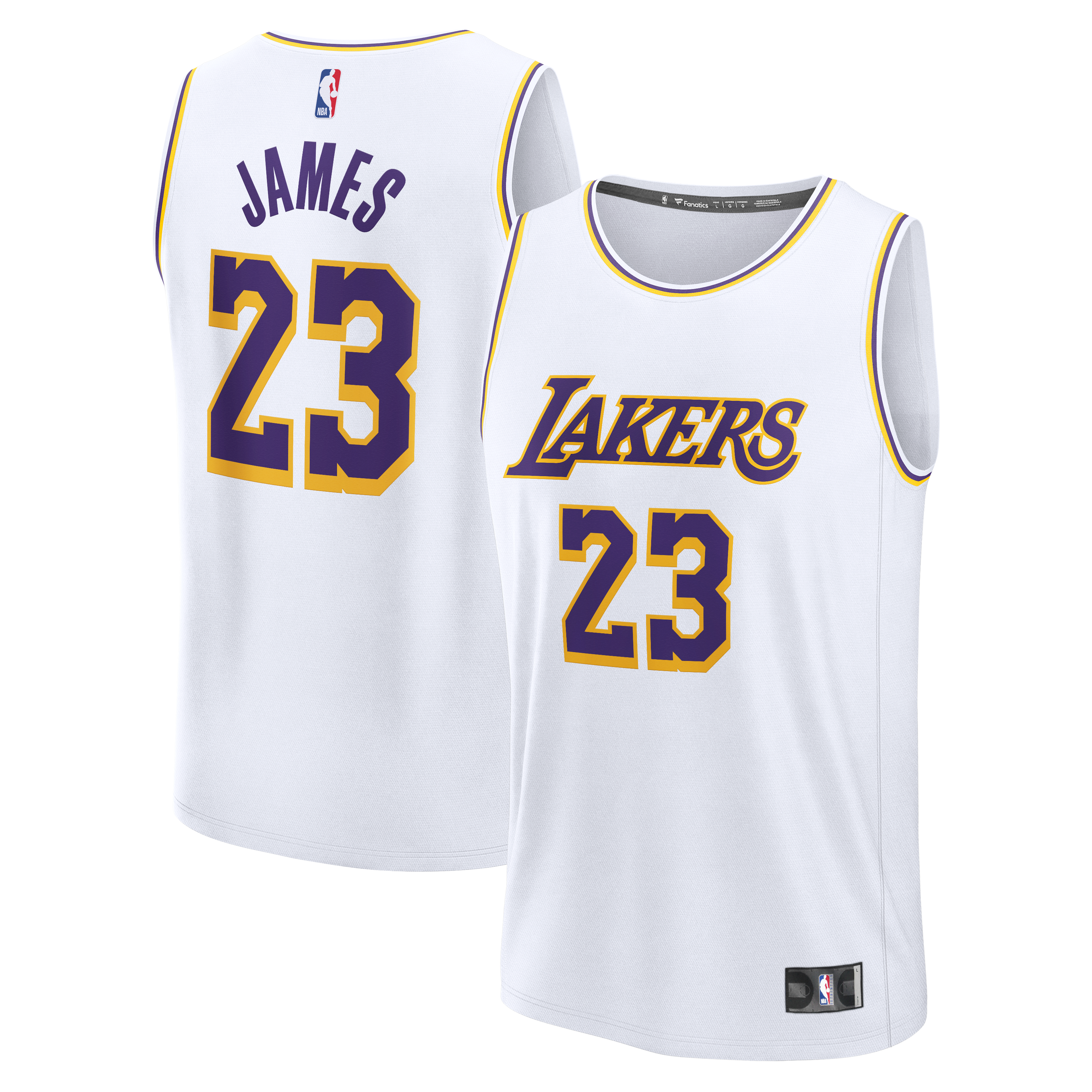 Men's Fanatics LeBron James White Los Angeles Lakers Fast Break Replica Player Jersey - Association Edition