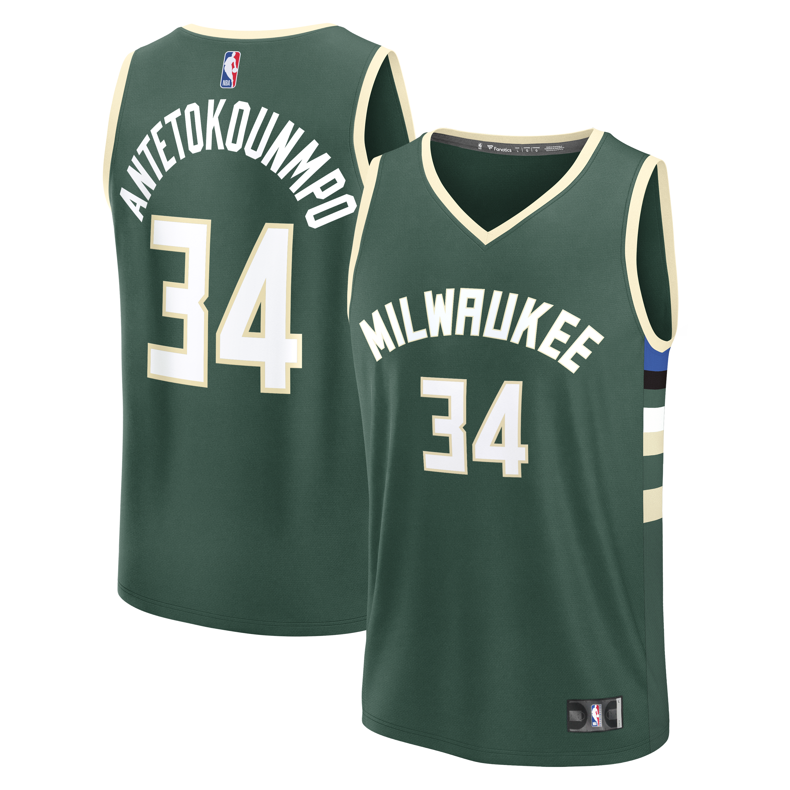 Youth Fanatics Giannis Antetokounmpo Hunter Green Milwaukee Bucks Fast Break Replica Player Jersey - Icon Edition