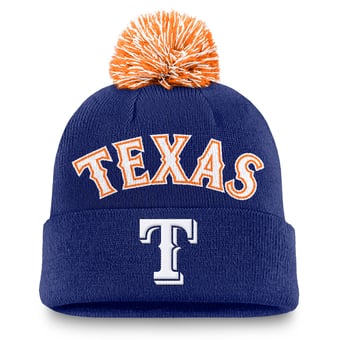 Men's Nike  Royal Texas Rangers Peak Cuffed Knit Hat with Pom