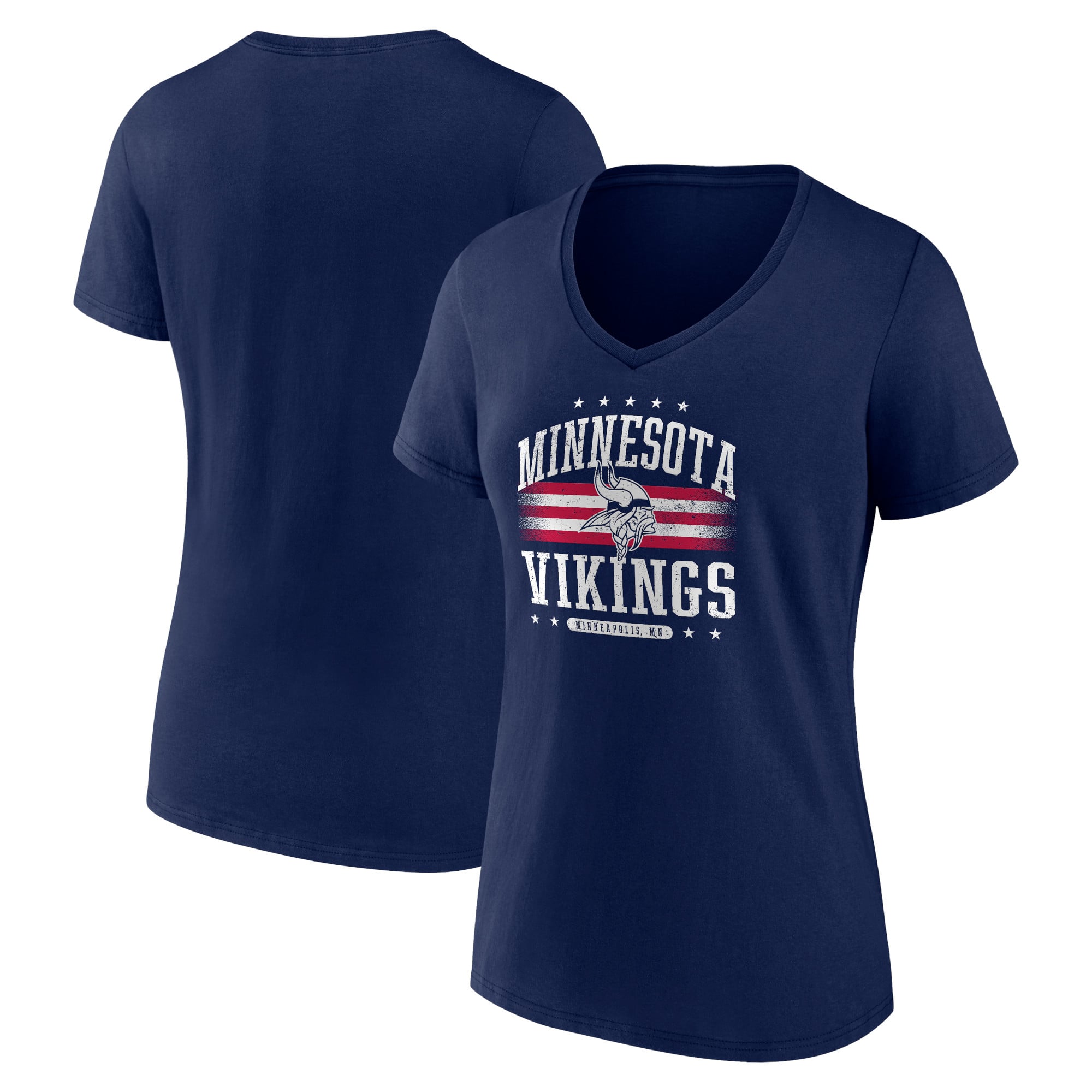 Women's Navy Minnesota Vikings Americana Team V-Neck T-Shirt