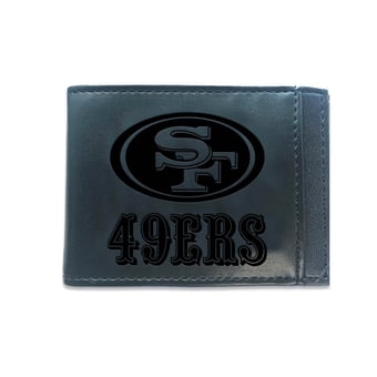 Black San Francisco 49ers Hybrid Leather Front Pocket Bi-Fold Wallet with Money Clip
