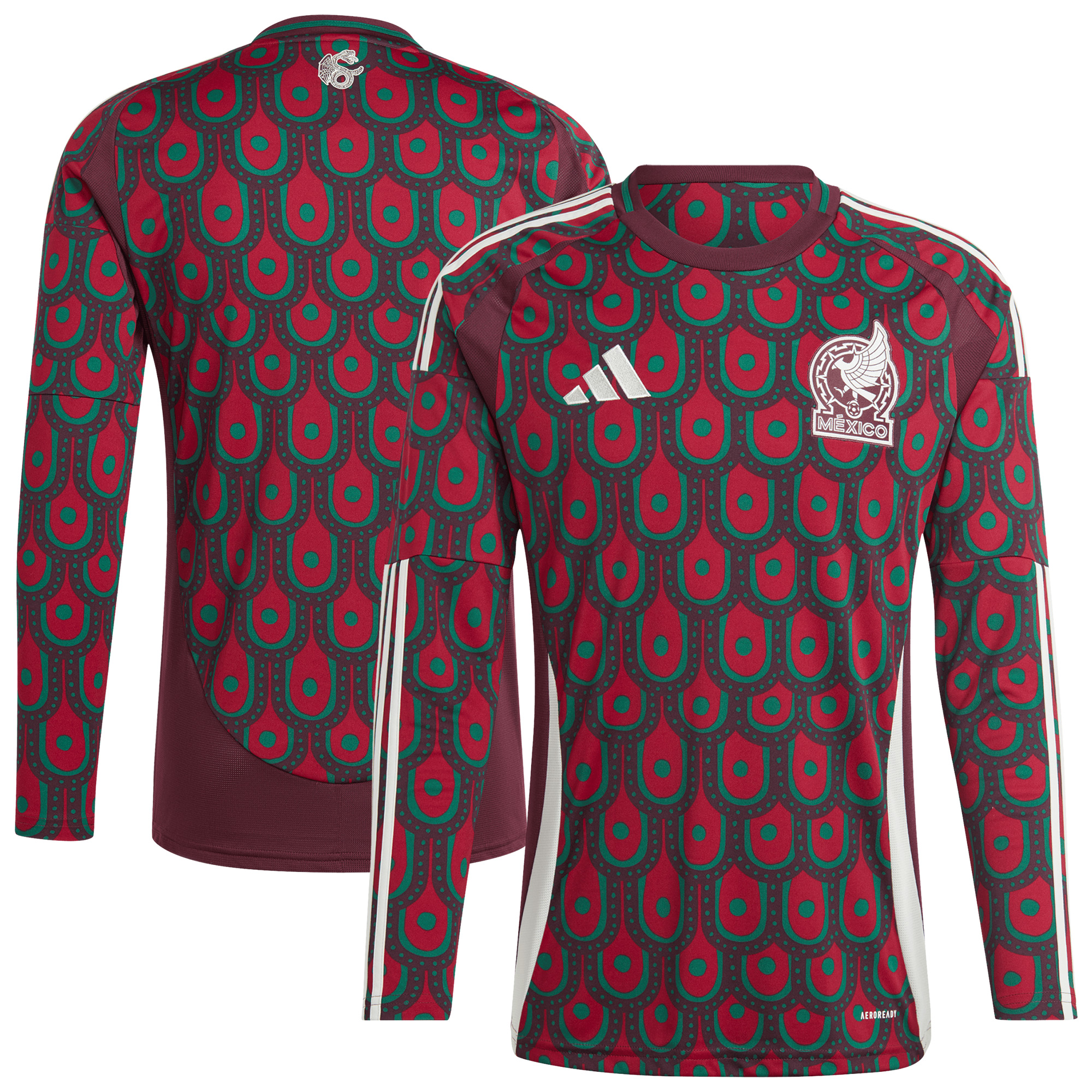 Men's adidas Burgundy Mexico National Team 2024 Long Sleeve Replica Jersey