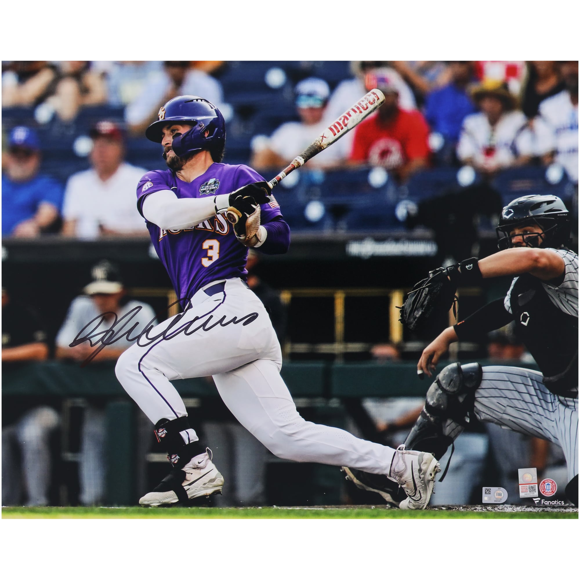 Dylan Crews LSU Tigers Autographed 16" x 20" Hitting Photograph